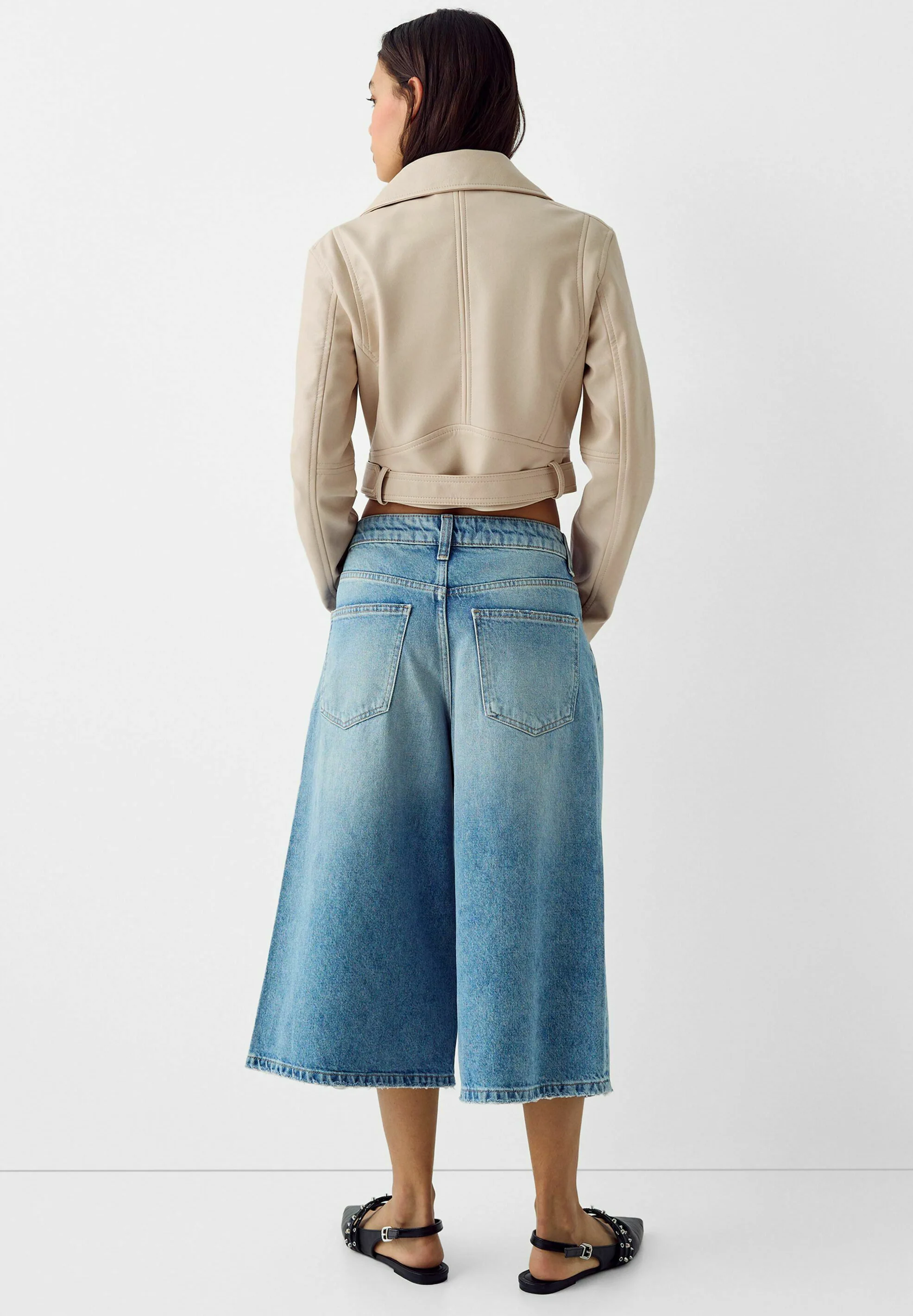 Bershka BELTED - BIKER - Giacca in similpelle