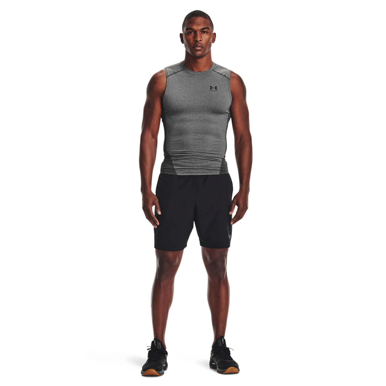 Under Armour HeatGear Compression Canotta Carbon Heather/Black