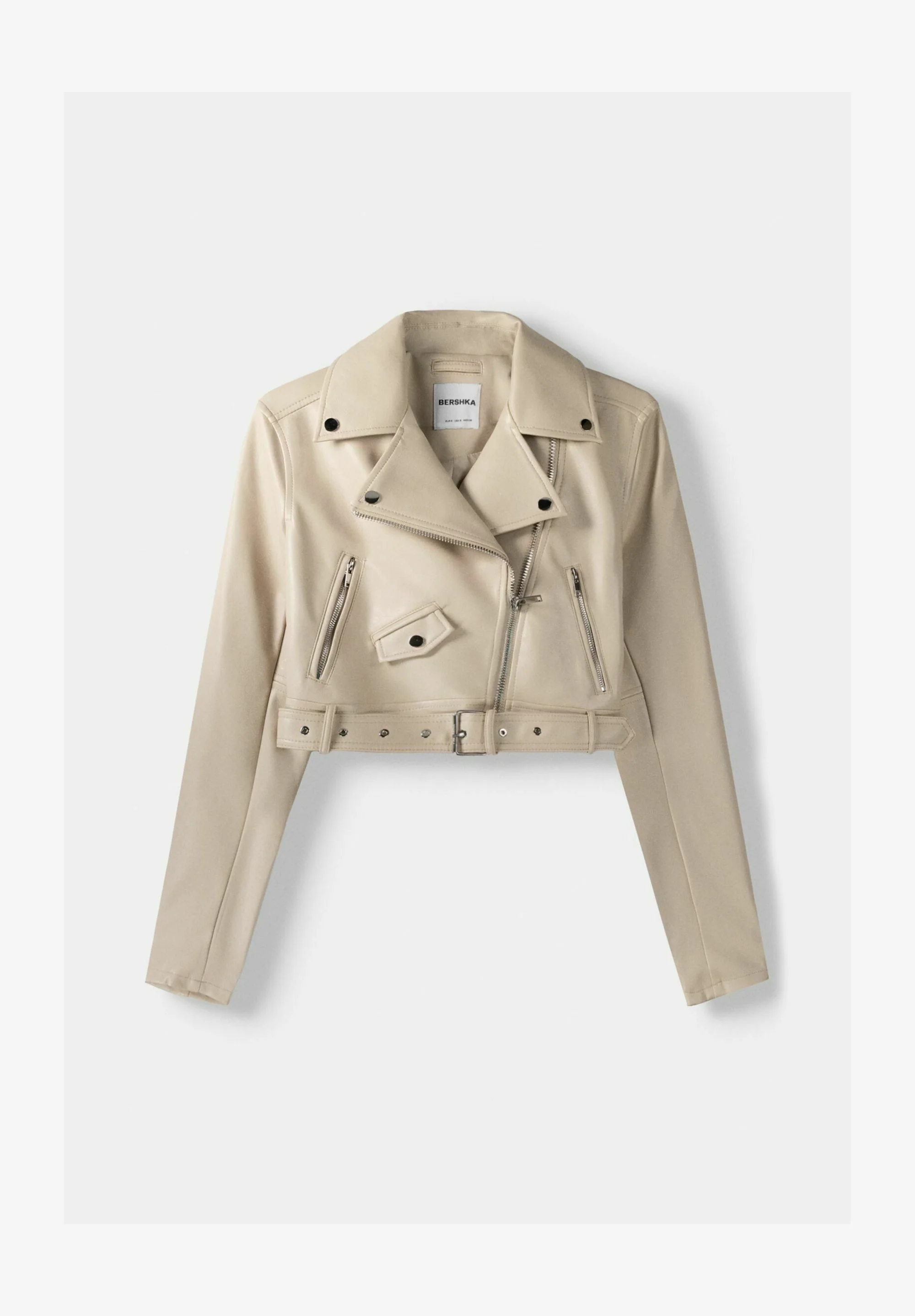 Bershka BELTED - BIKER - Giacca in similpelle