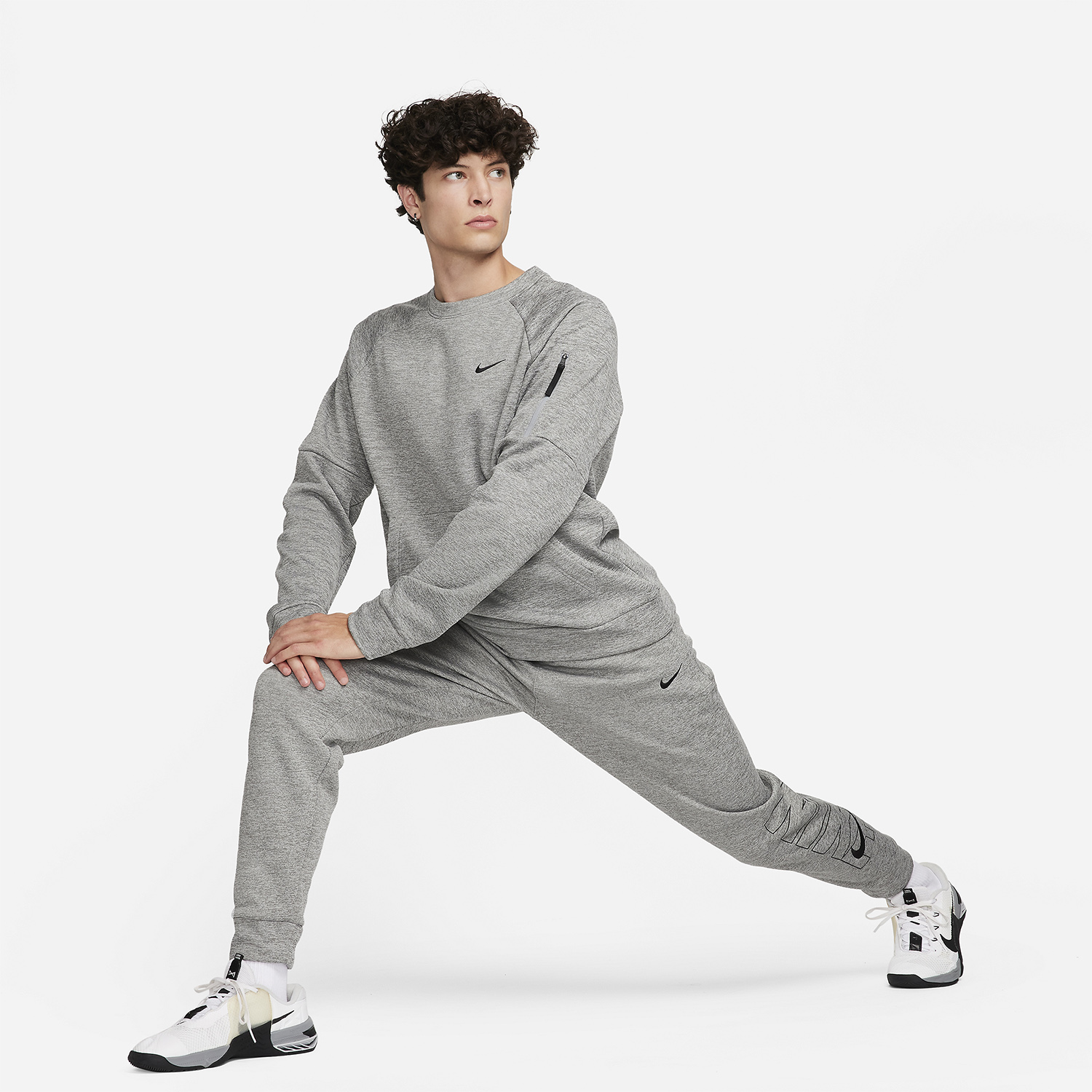 Nike Therma-FIT Crew Maglia Dark Grey Heather/Heather/Black