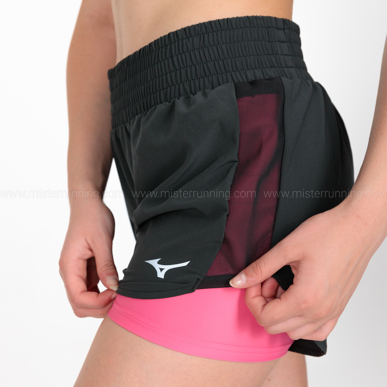 Mizuno Classic Logo 2 in 1 4.5in Pantaloncini Black/Sangria Sunset