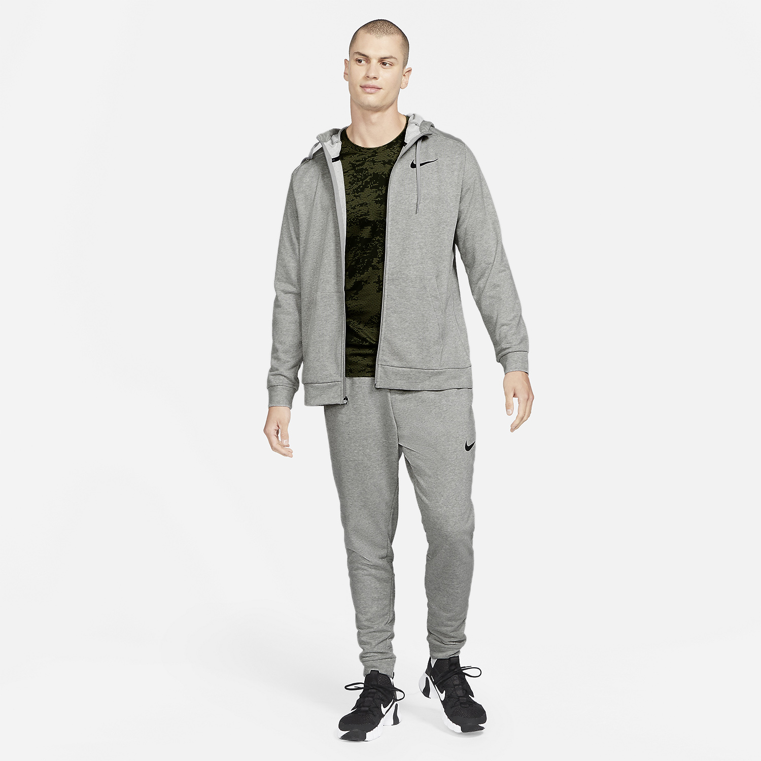 Nike Dri-FIT Logo Felpa Dark Grey Heather/Black