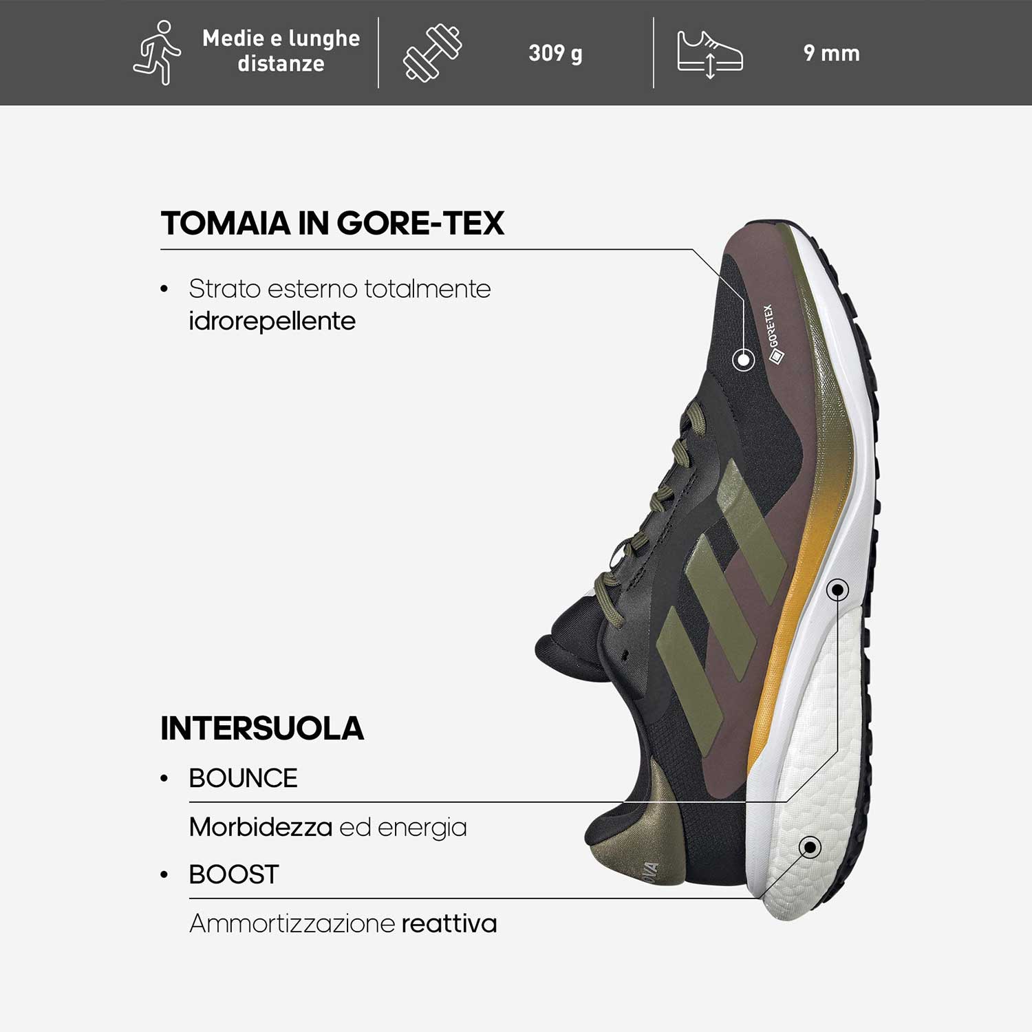 adidas Supernova 3 GTX Core Black/Carbon