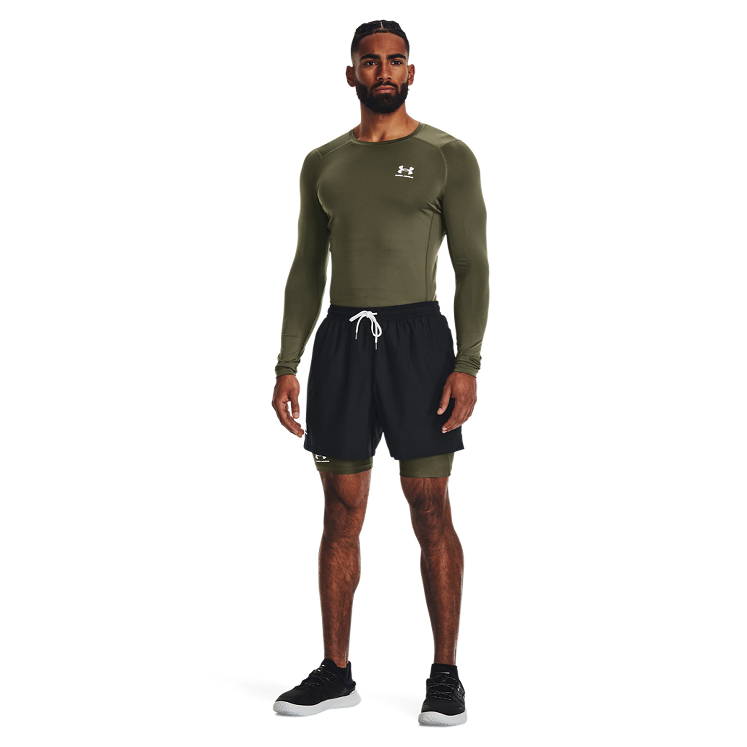 Under Armour HeatGear Compression Maglia Marine OD Green/White