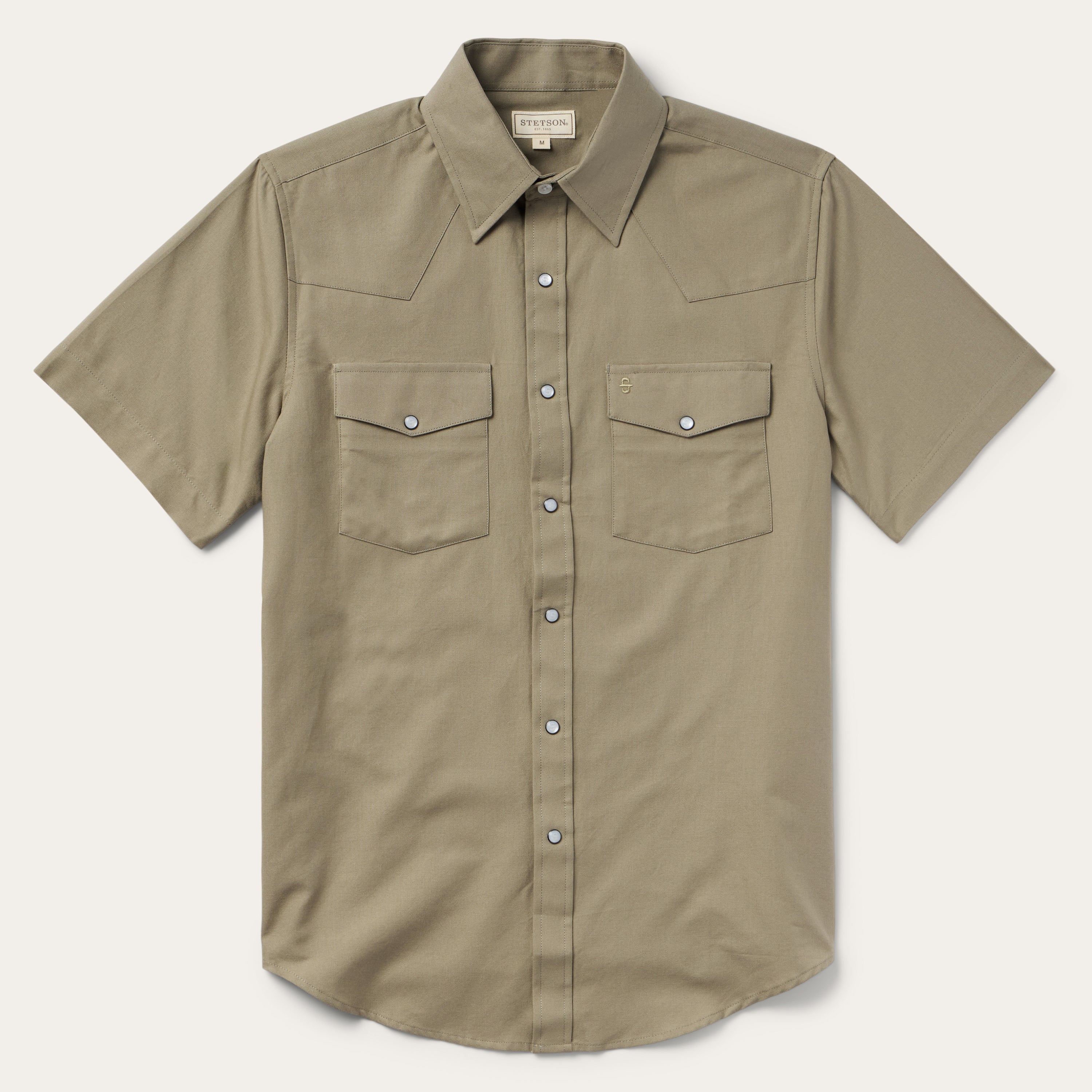 Olive Oxford Short Sleeve Western Shirt