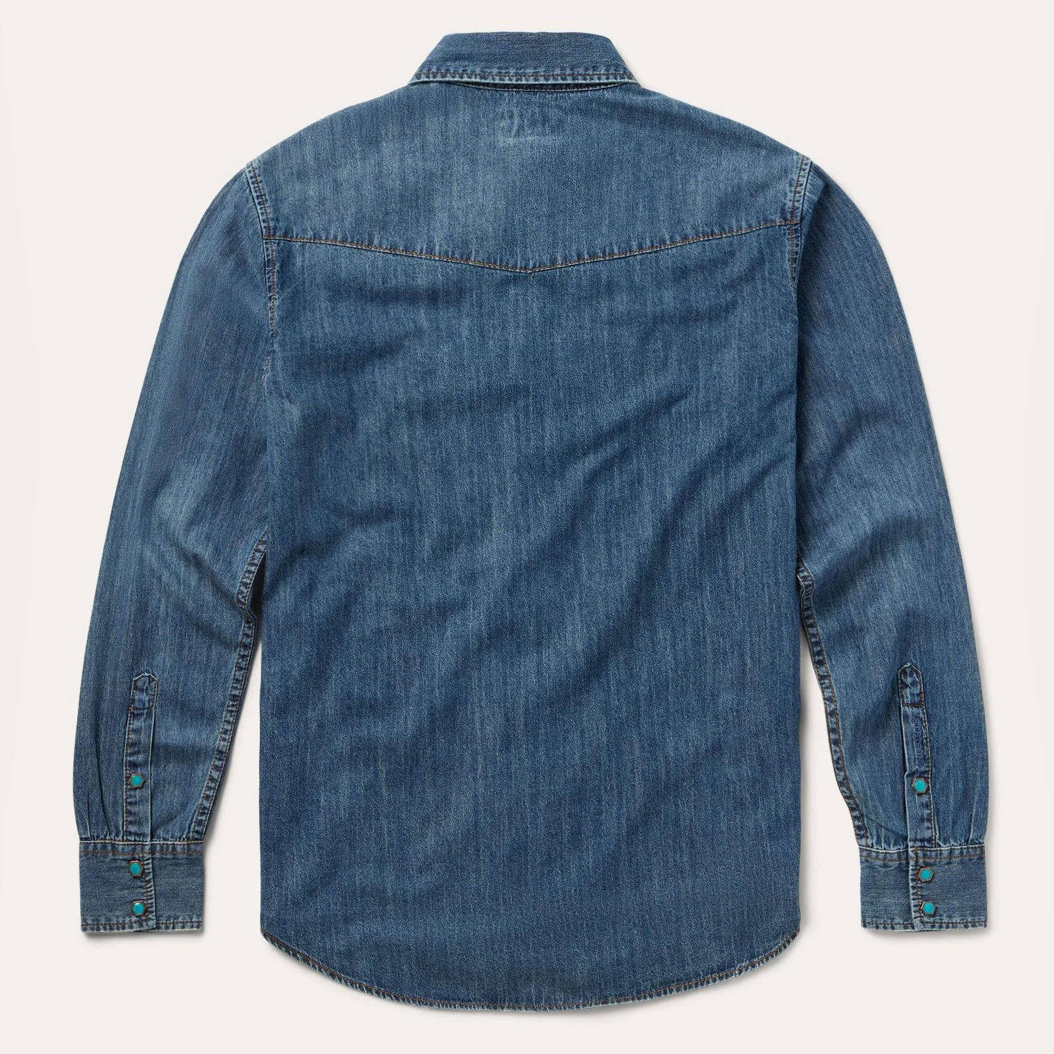 Turquoise Snap Lightweight Denim Shirt