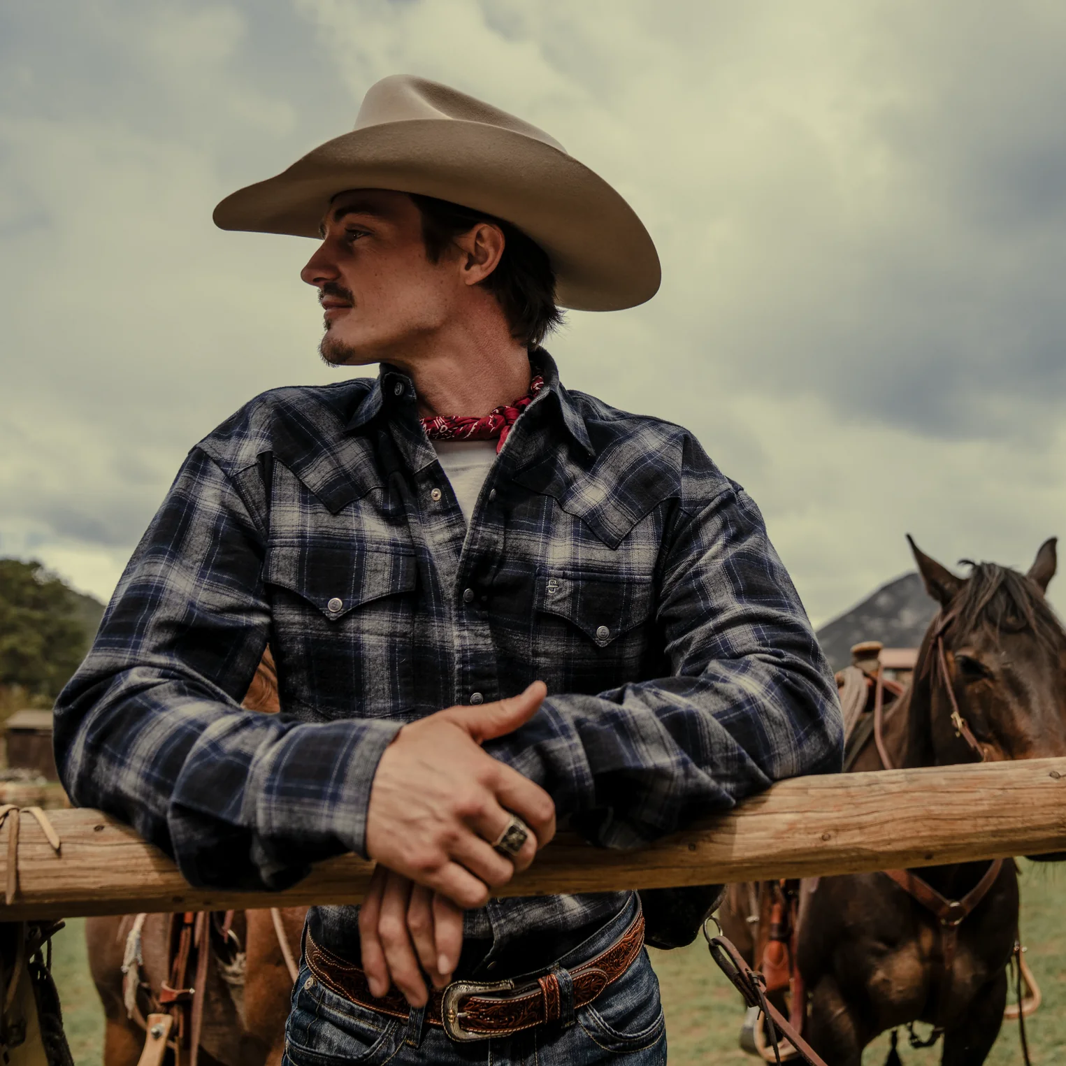 Brushed Twill Plaid Western Shirt