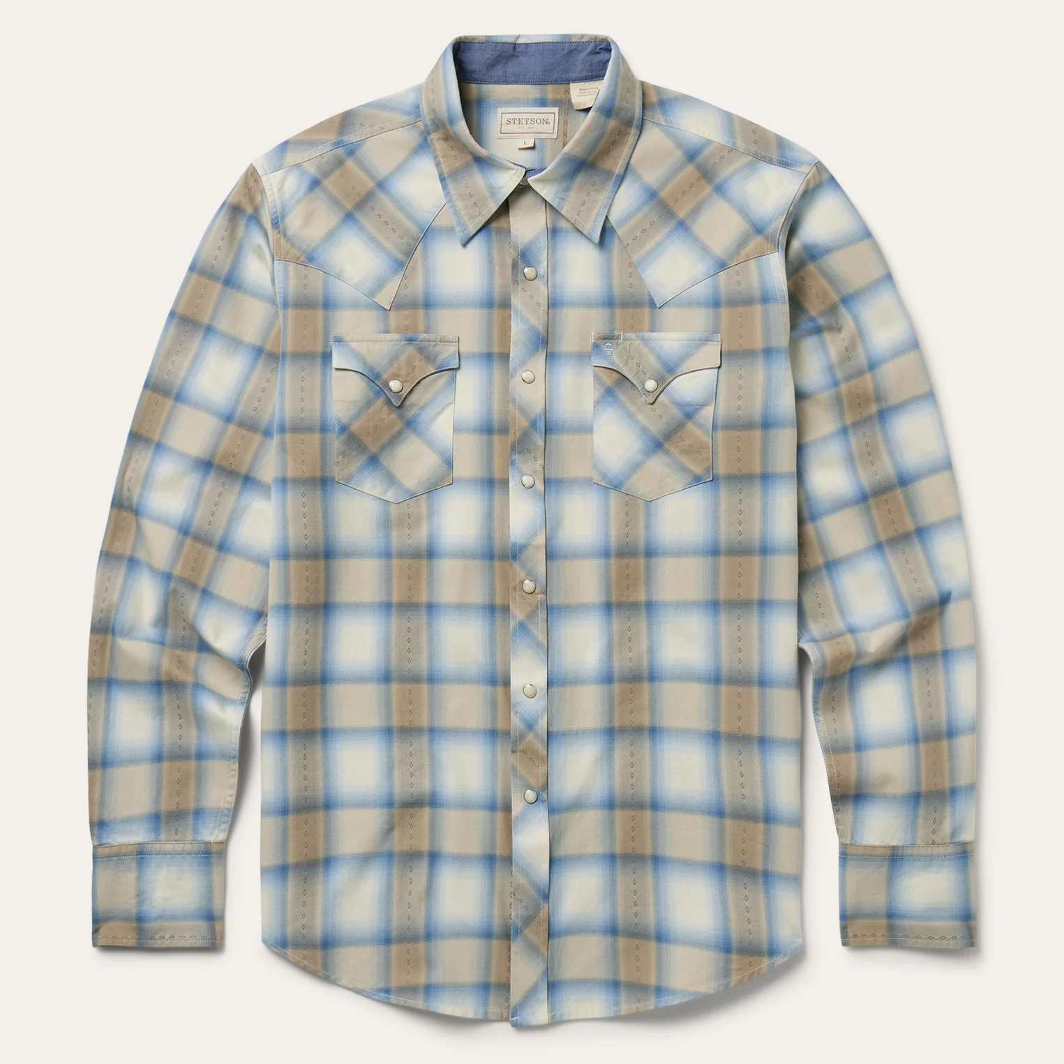 Sand Plaid Dobby Western Shirt