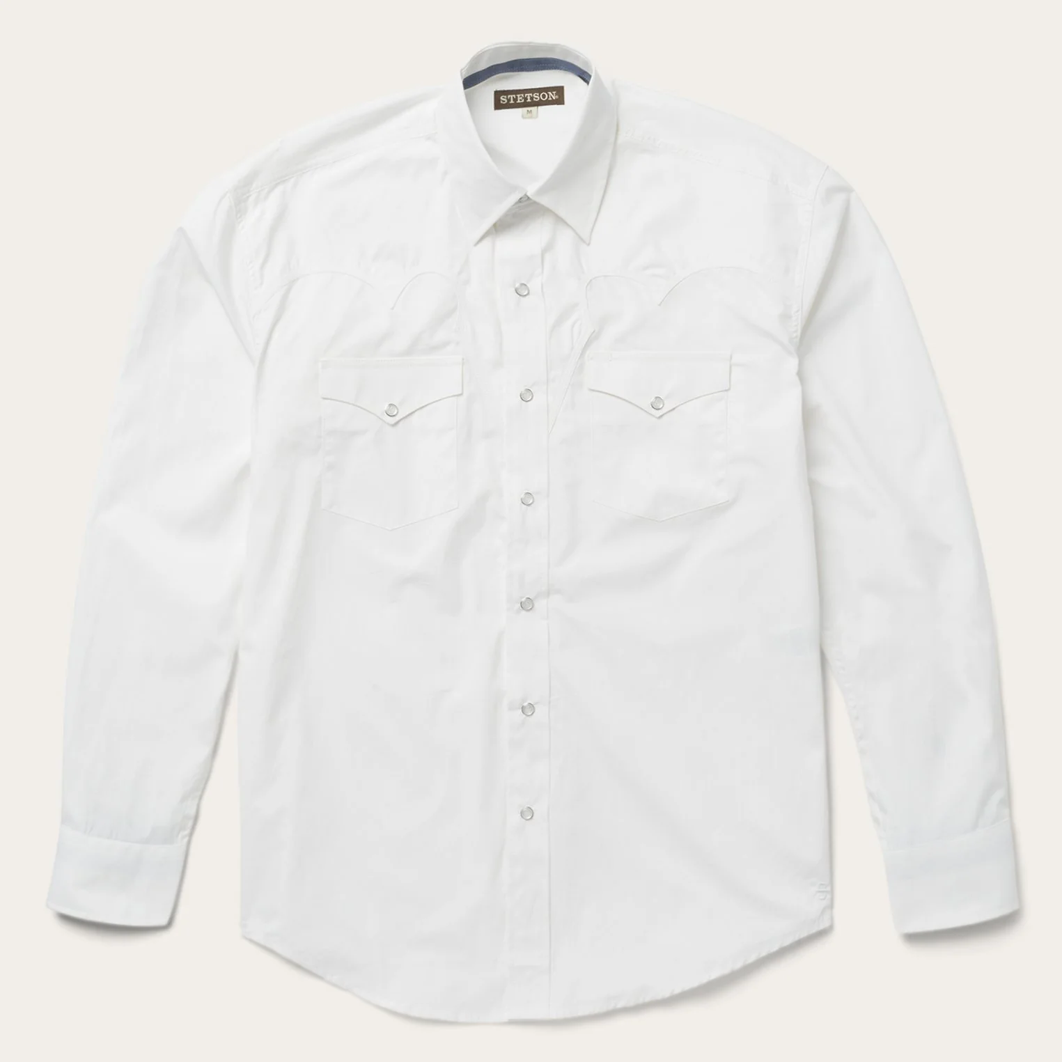 Classic Solid Snap Poplin Shirt In Optic White