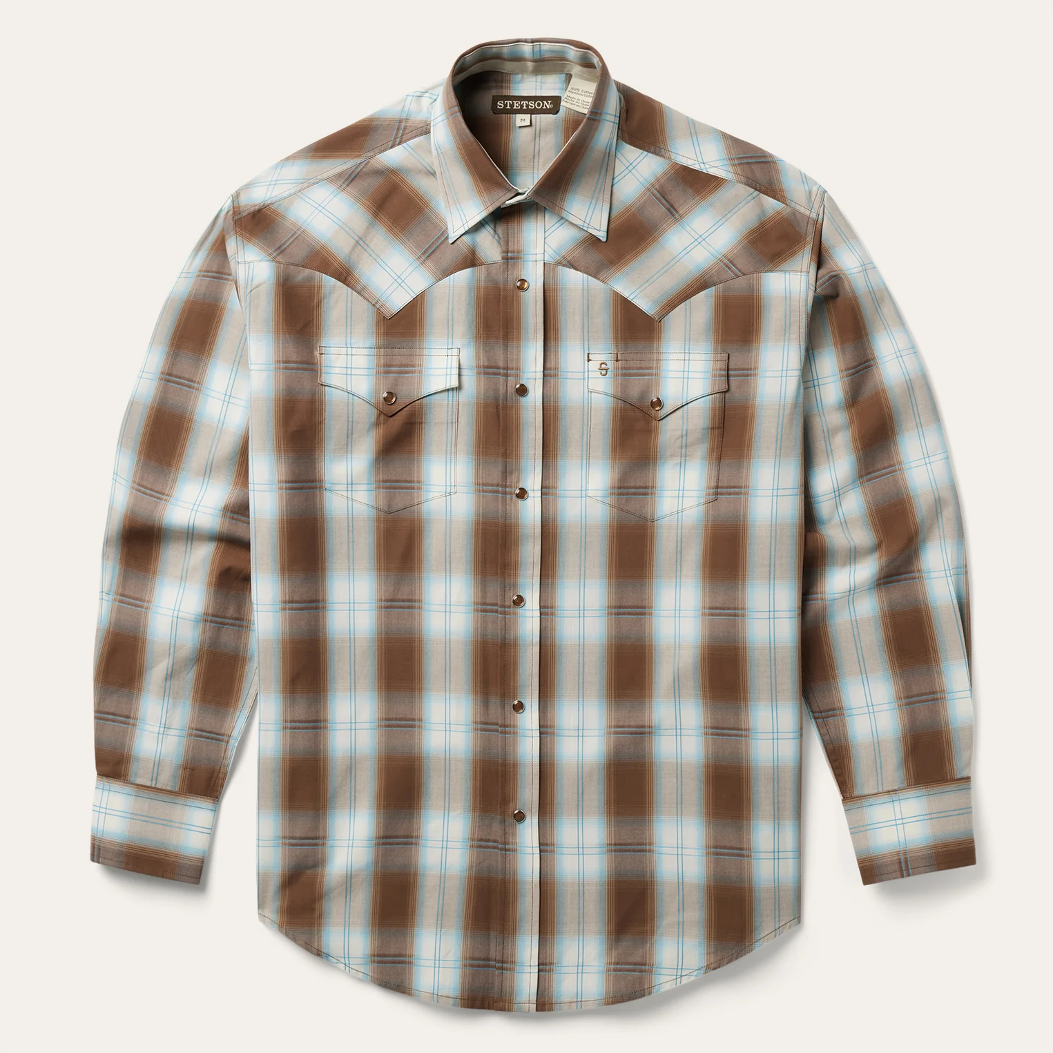 Sand Ombre Plaid Western Shirt