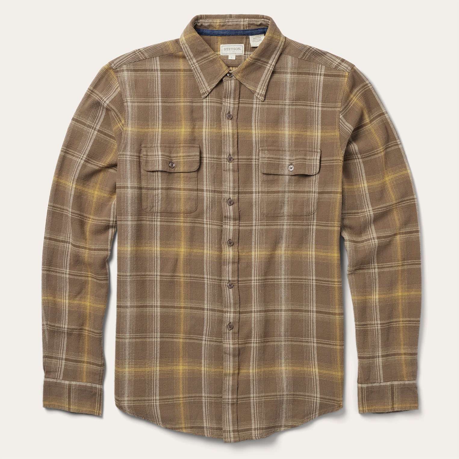 Brown Flannel Button-Front Shirt