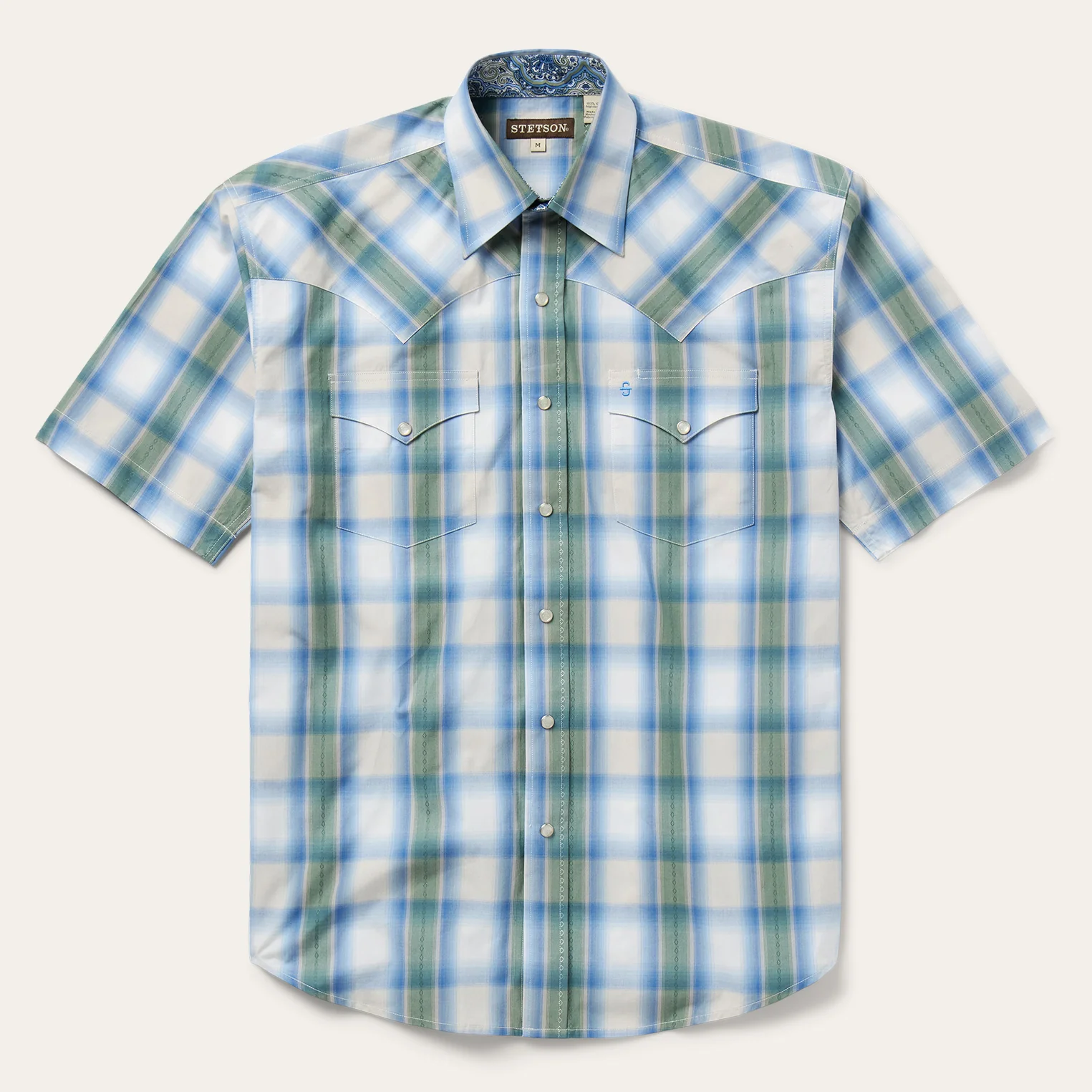 Moss Plaid Short-Sleeve Western Shirt