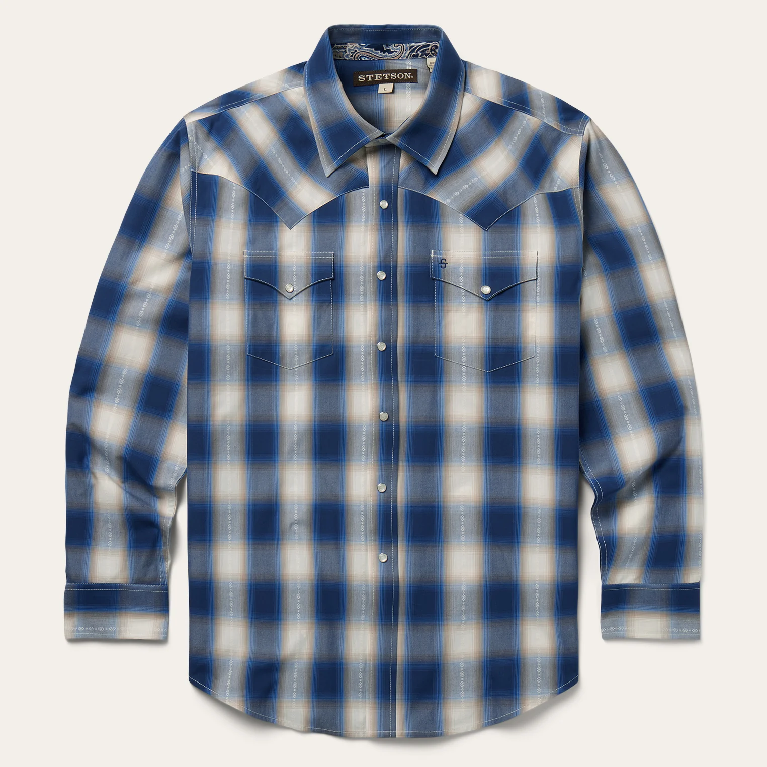 Blue Ombre Plaid Western Shirt