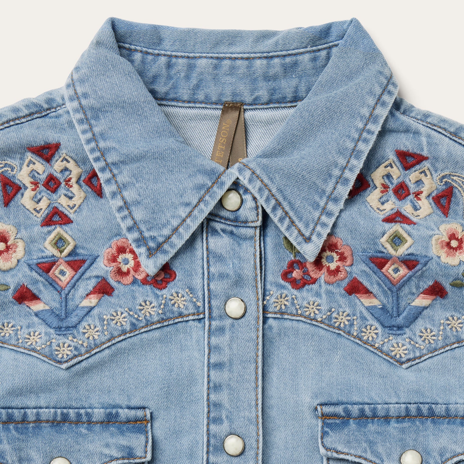 Embroidered Denim Shirt Dress