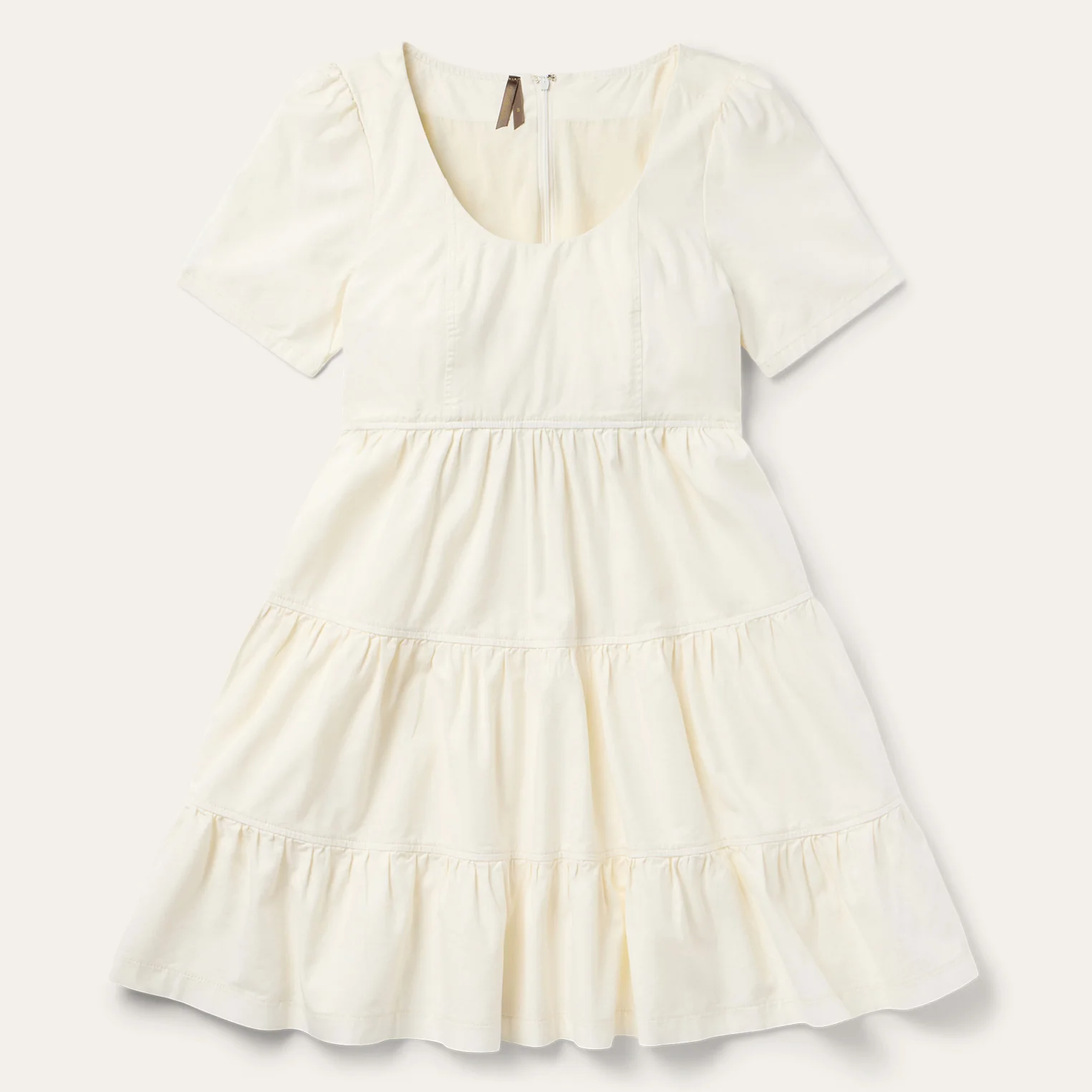 Cream Denim Tiered Dress
