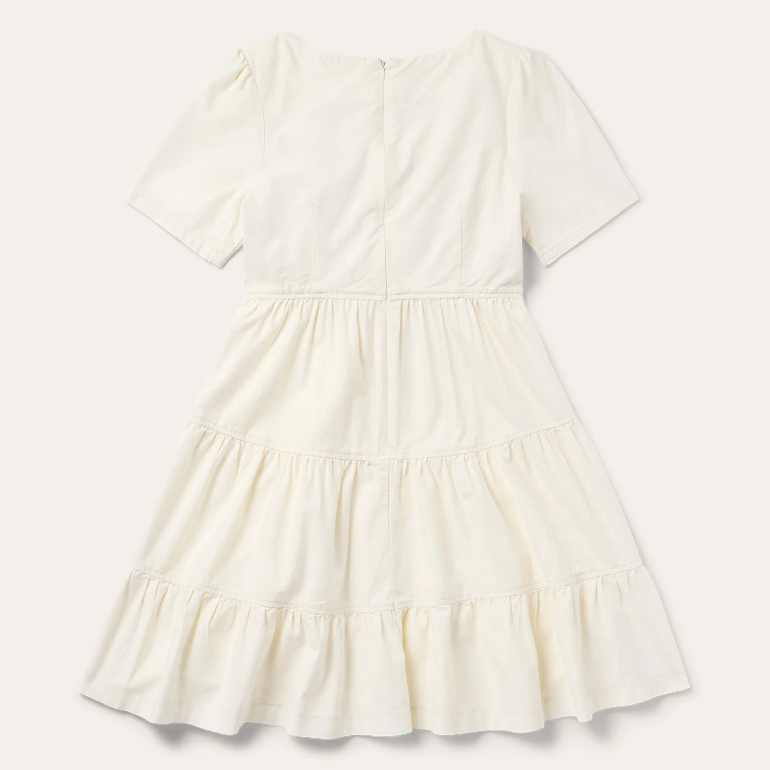 Cream Denim Tiered Dress
