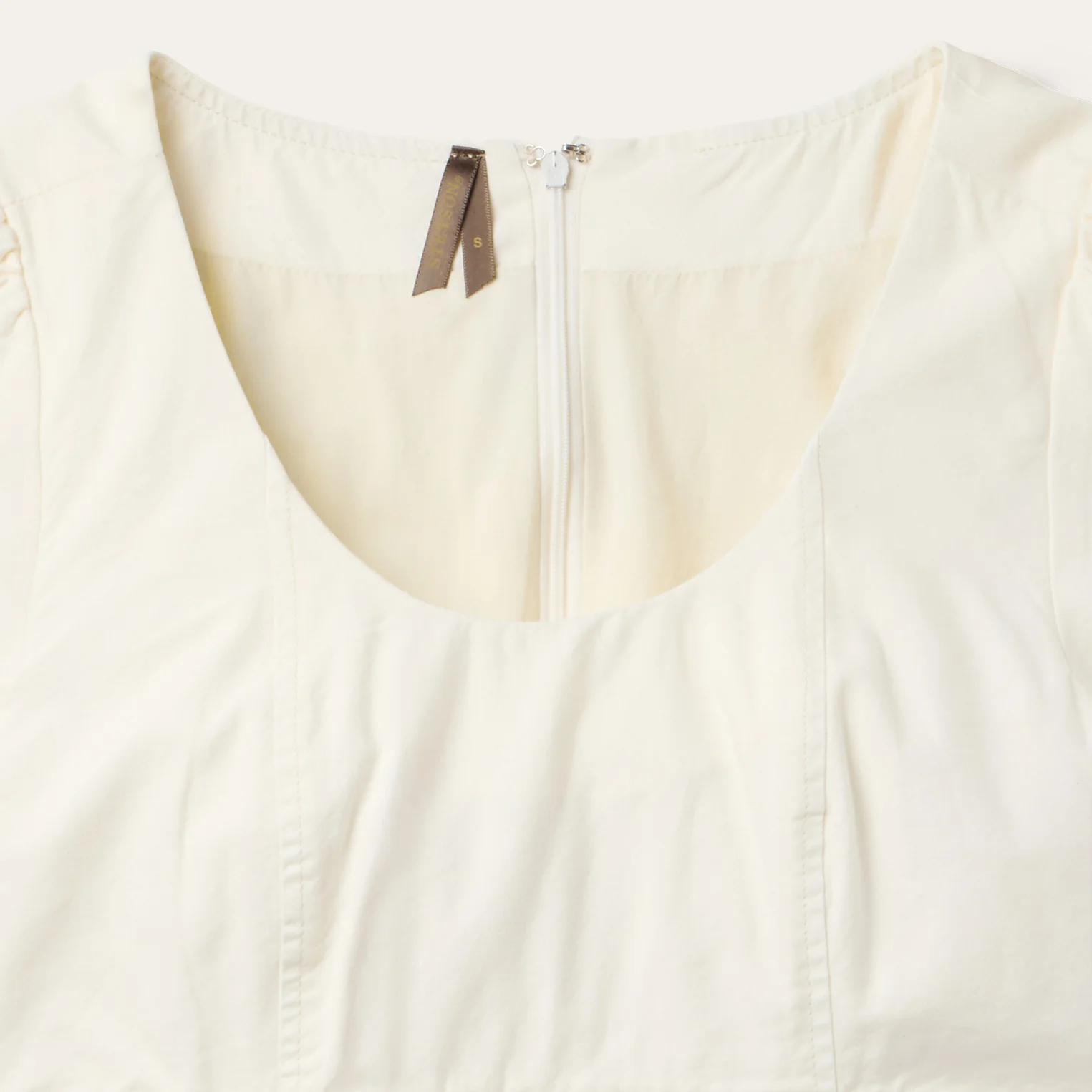 Cream Denim Tiered Dress