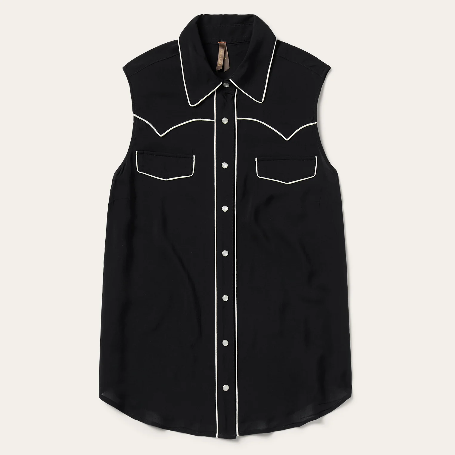 Black Sleeveless Western Shirt