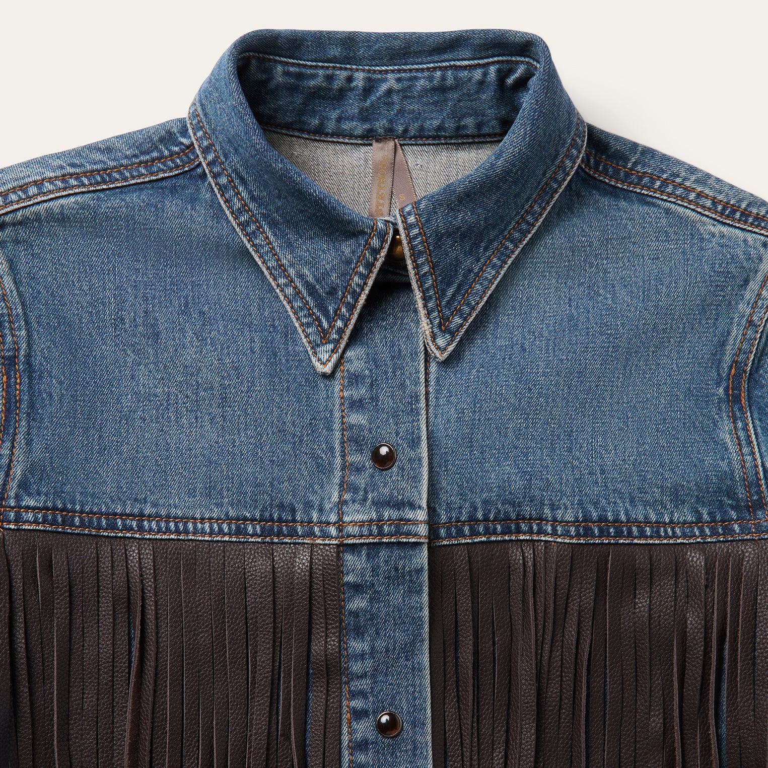 Leather Fringe Denim Shirt