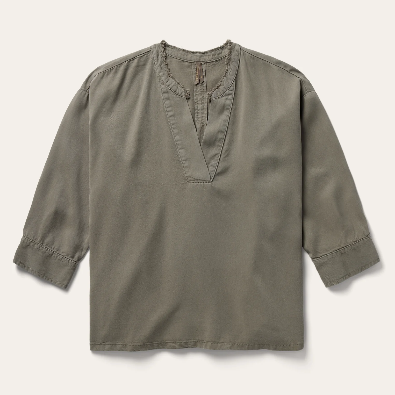 Olive Twill Peasant Blouse