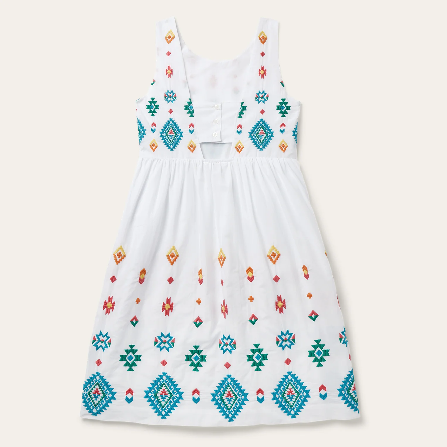Bright Schiffli Embroidered White Cotton Lawn Dress