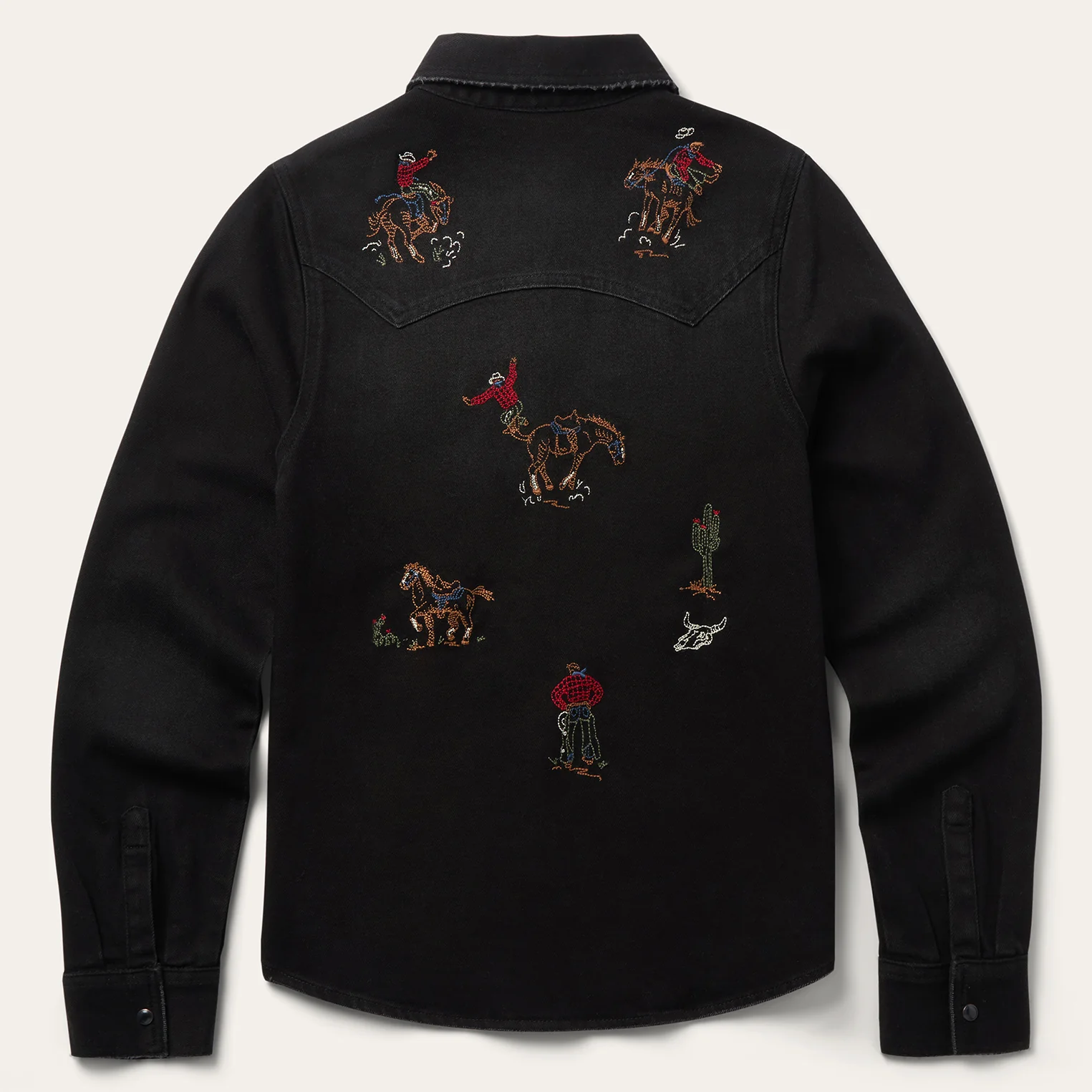 Embroidered Black Denim Shirt