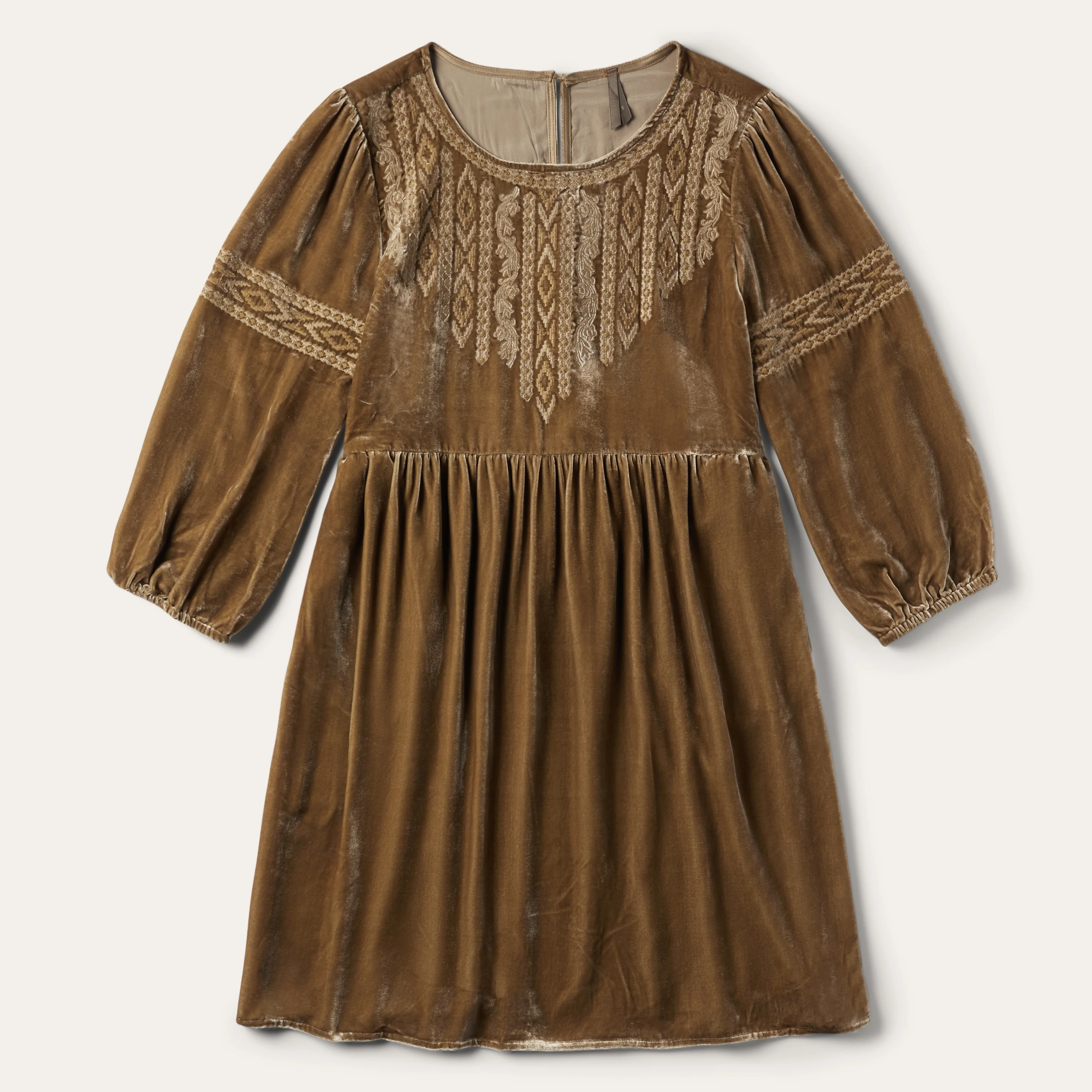 Khaki Velvet Babydoll Dress