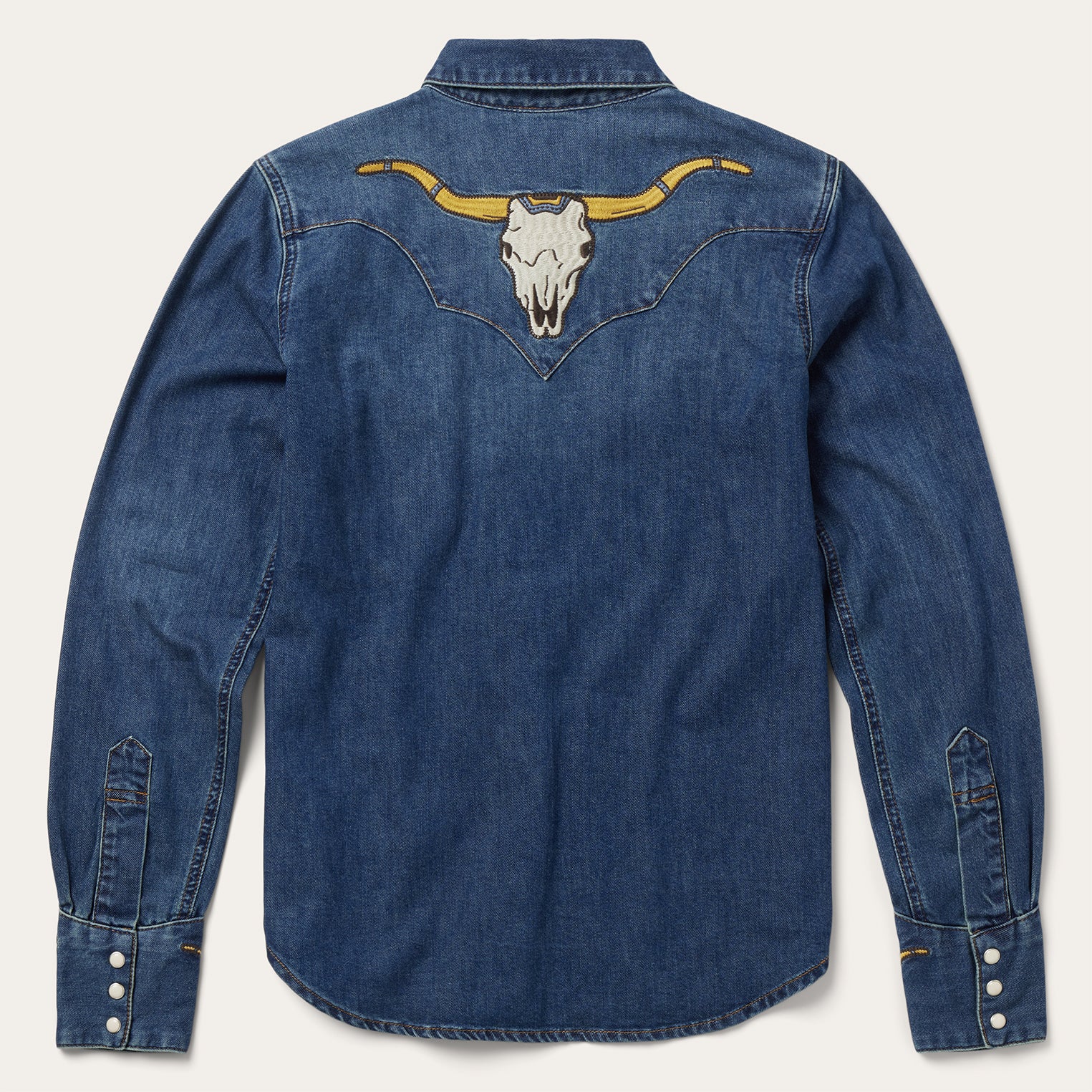 Embroidered Dark Denim Western Shirt