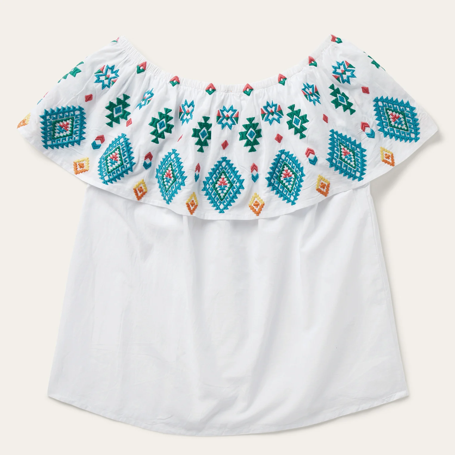 Bright Schiffli Embroidered White Cotton Lawn Blouse