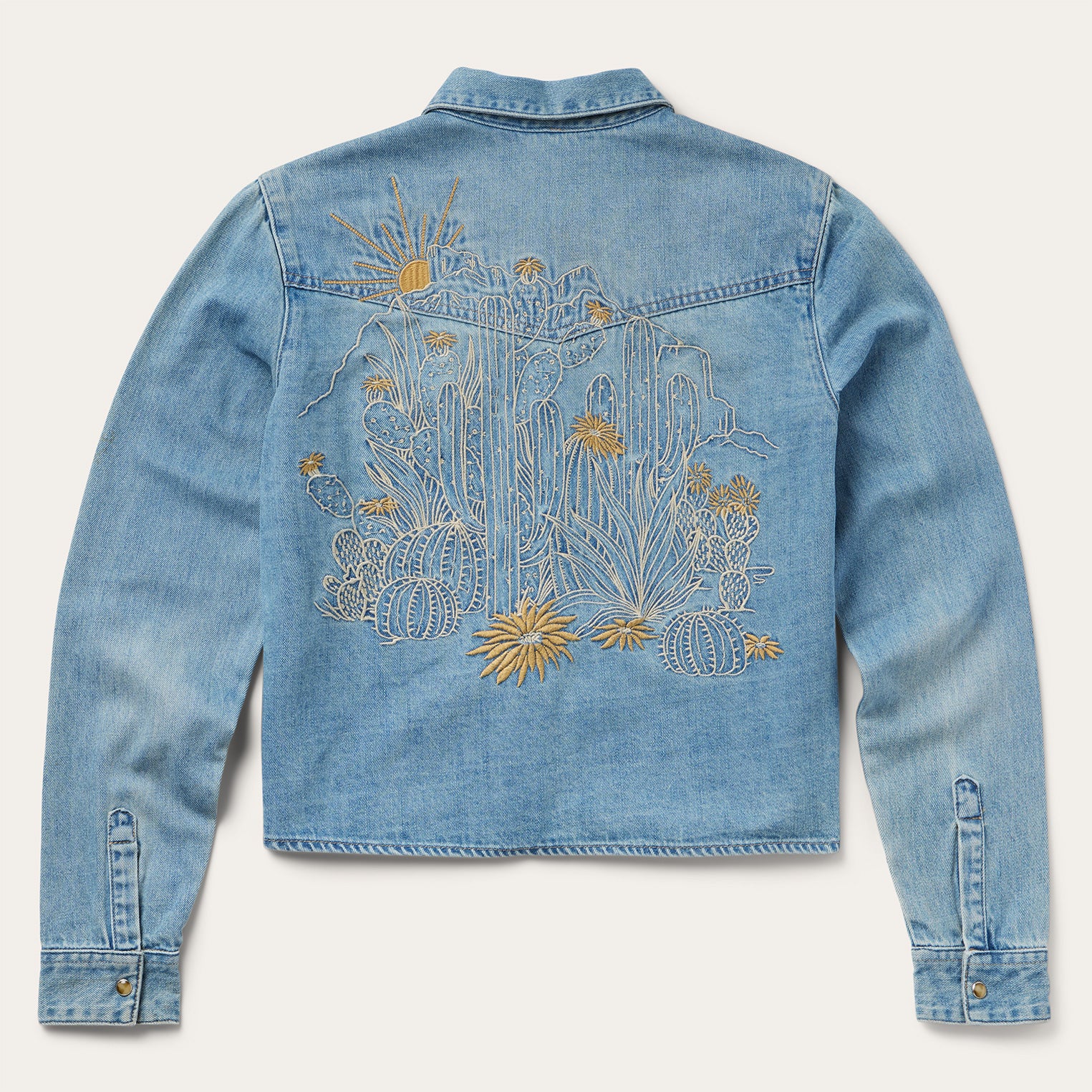 Embroidered Denim Cropped Shirt