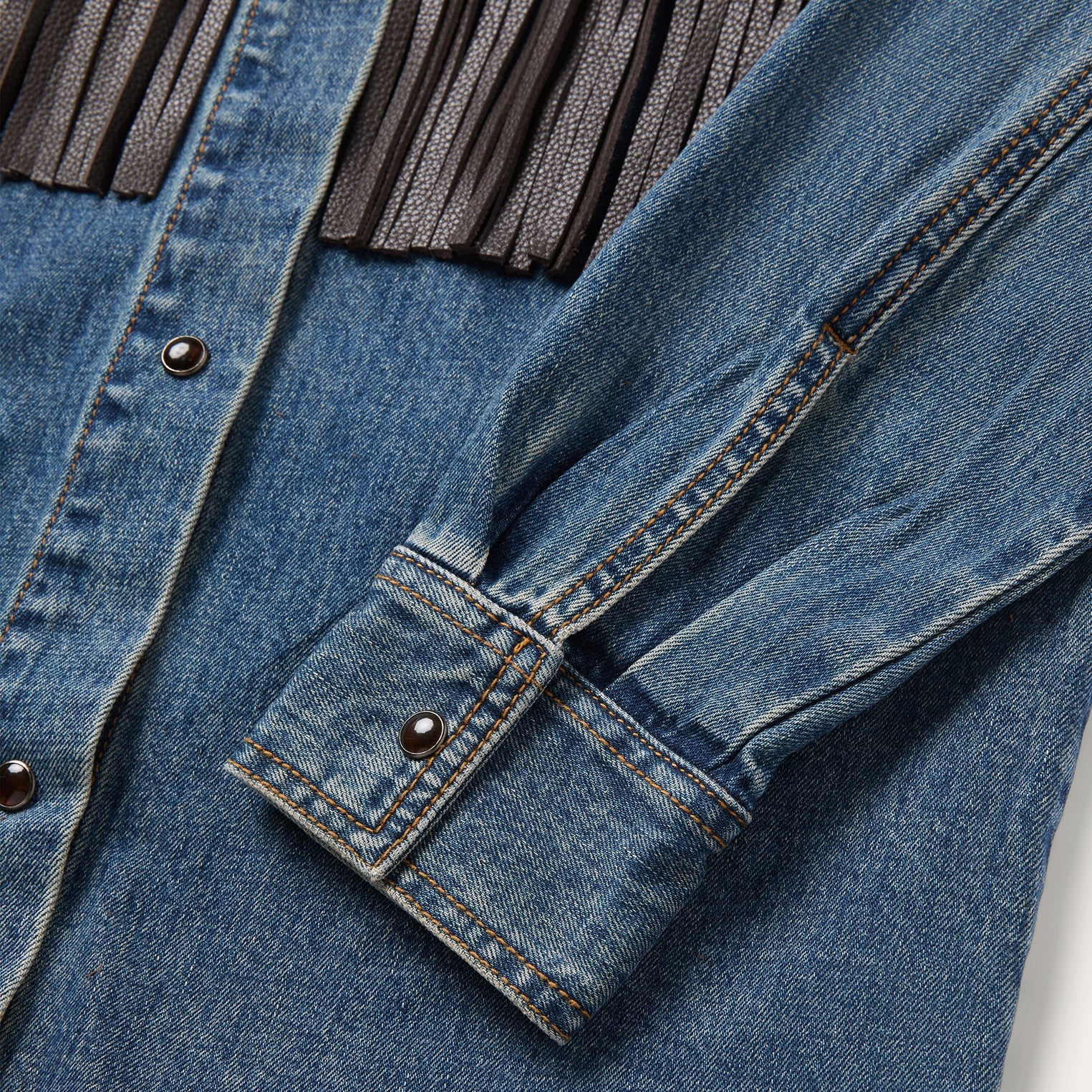 Leather Fringe Denim Shirt