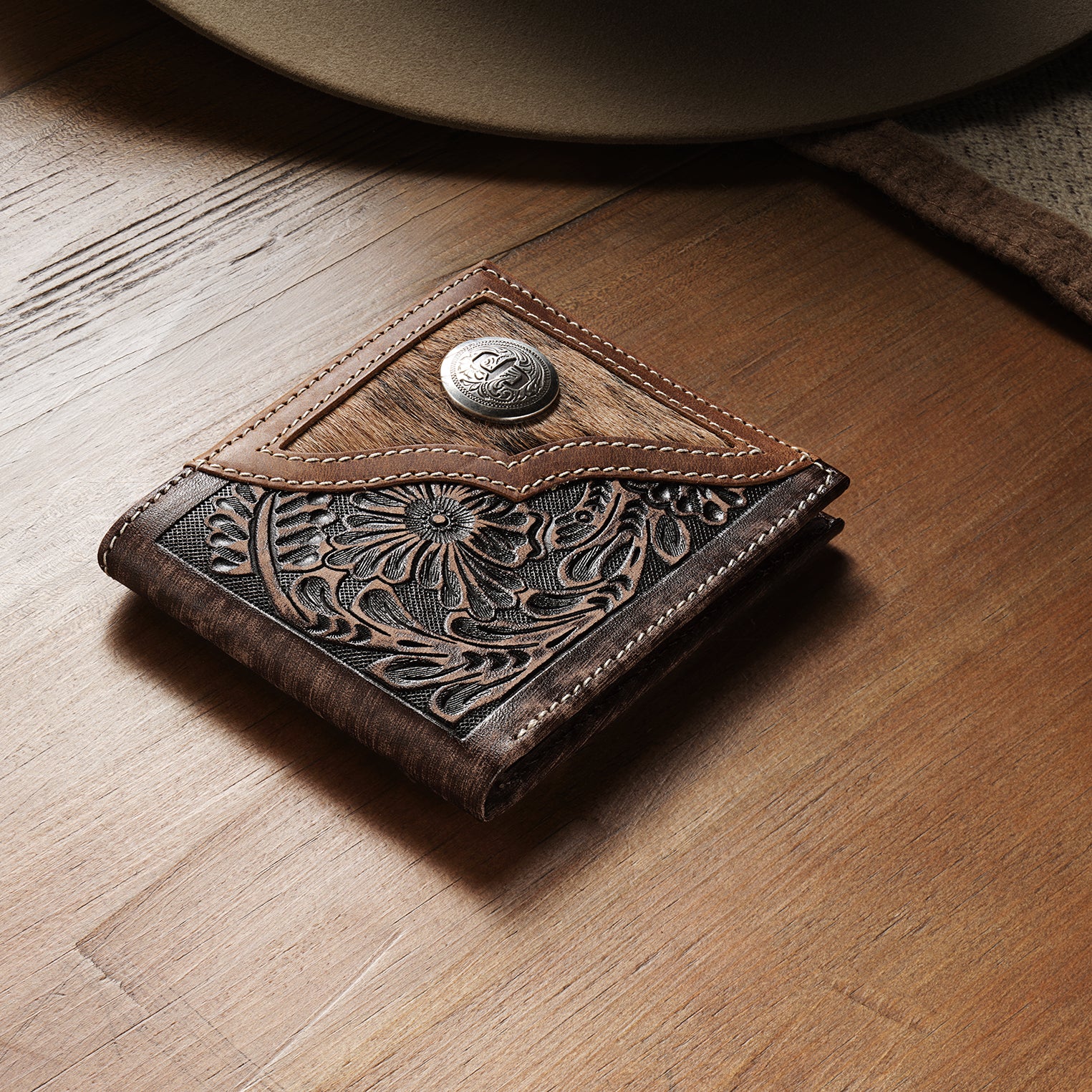 Hair-On-Hide Concho Bi-Fold Wallet