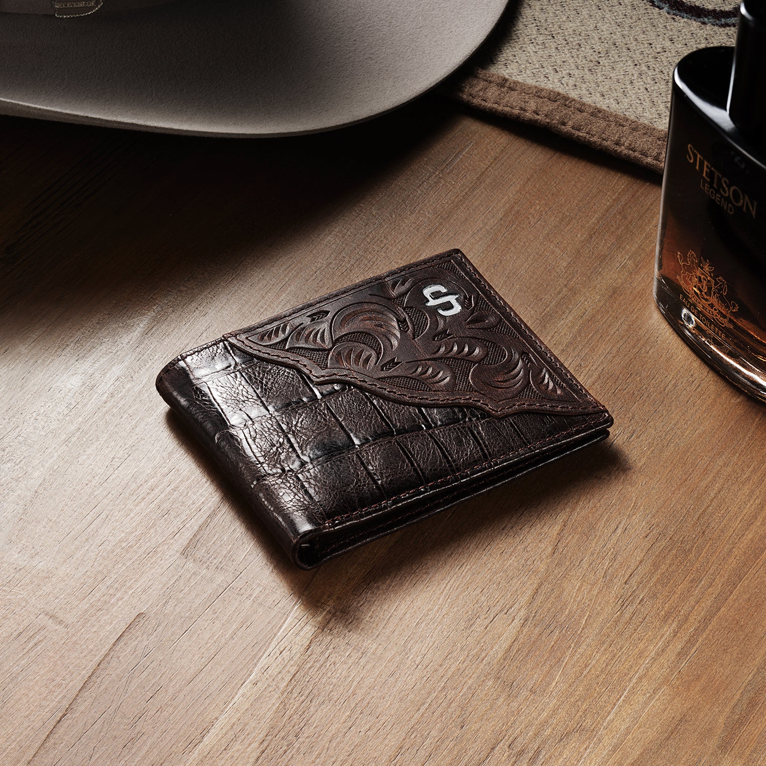 Tooled Embossed Croco Bi-Fold Wallet