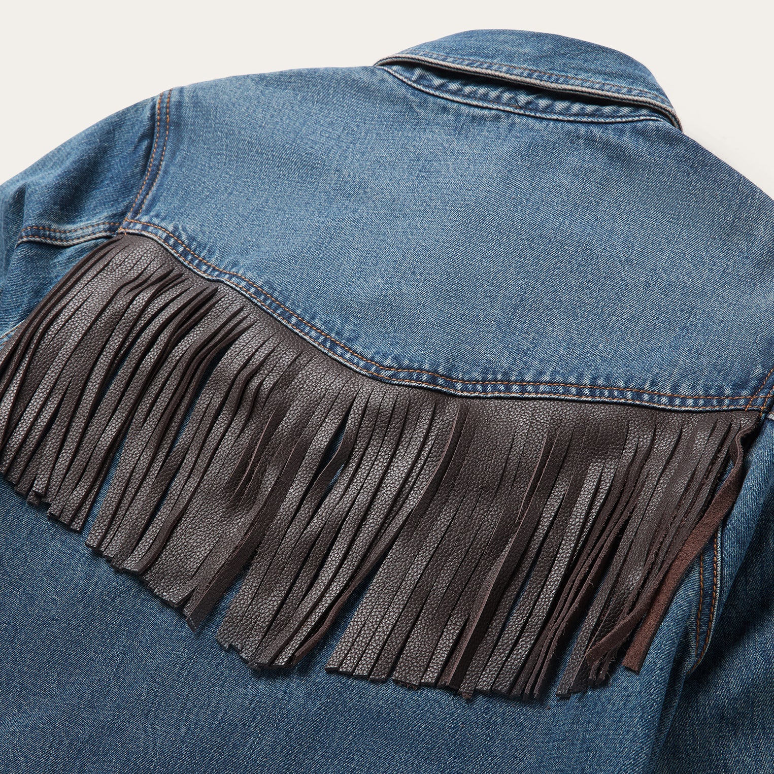 Leather Fringe Denim Shirt