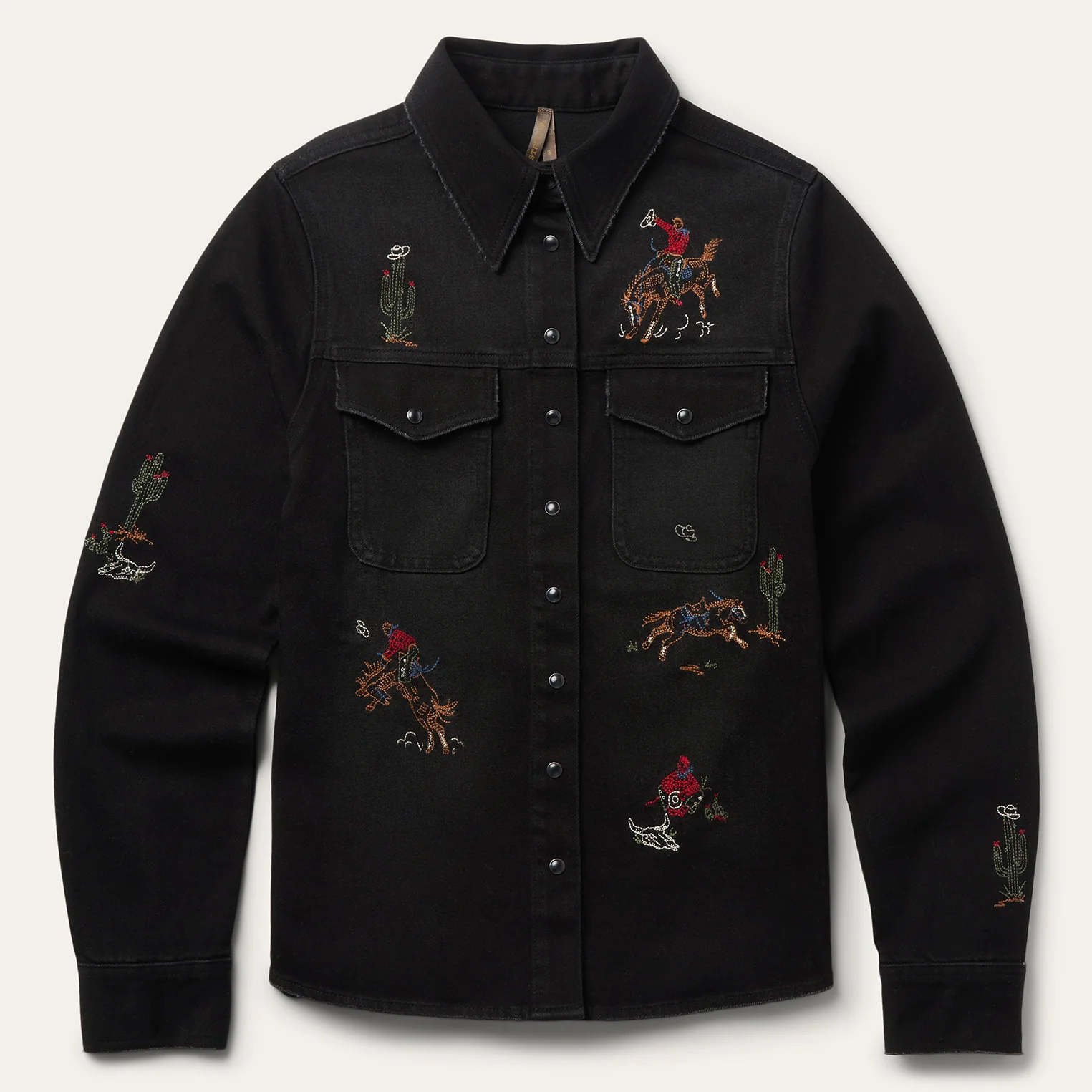 Embroidered Black Denim Shirt