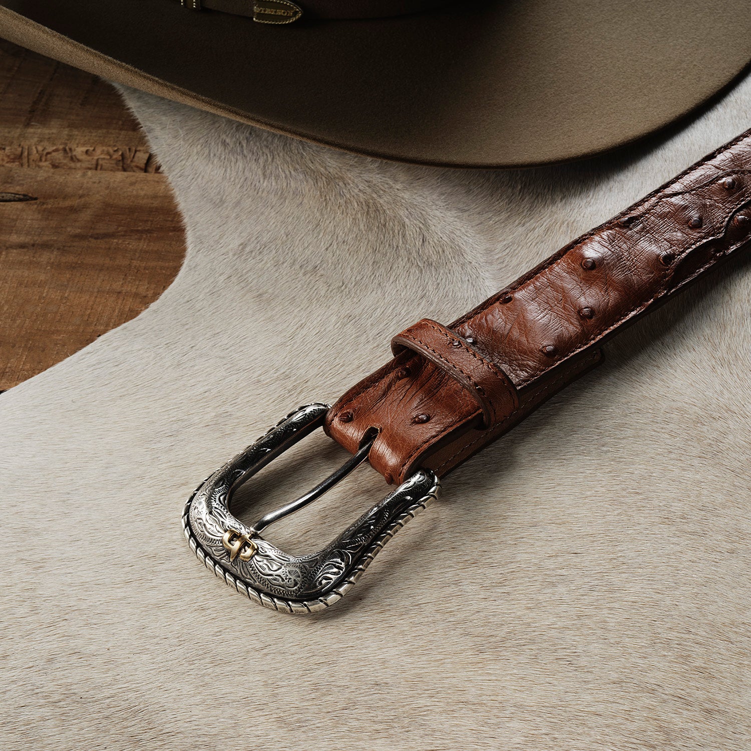 Ostrich Western Tab Belt