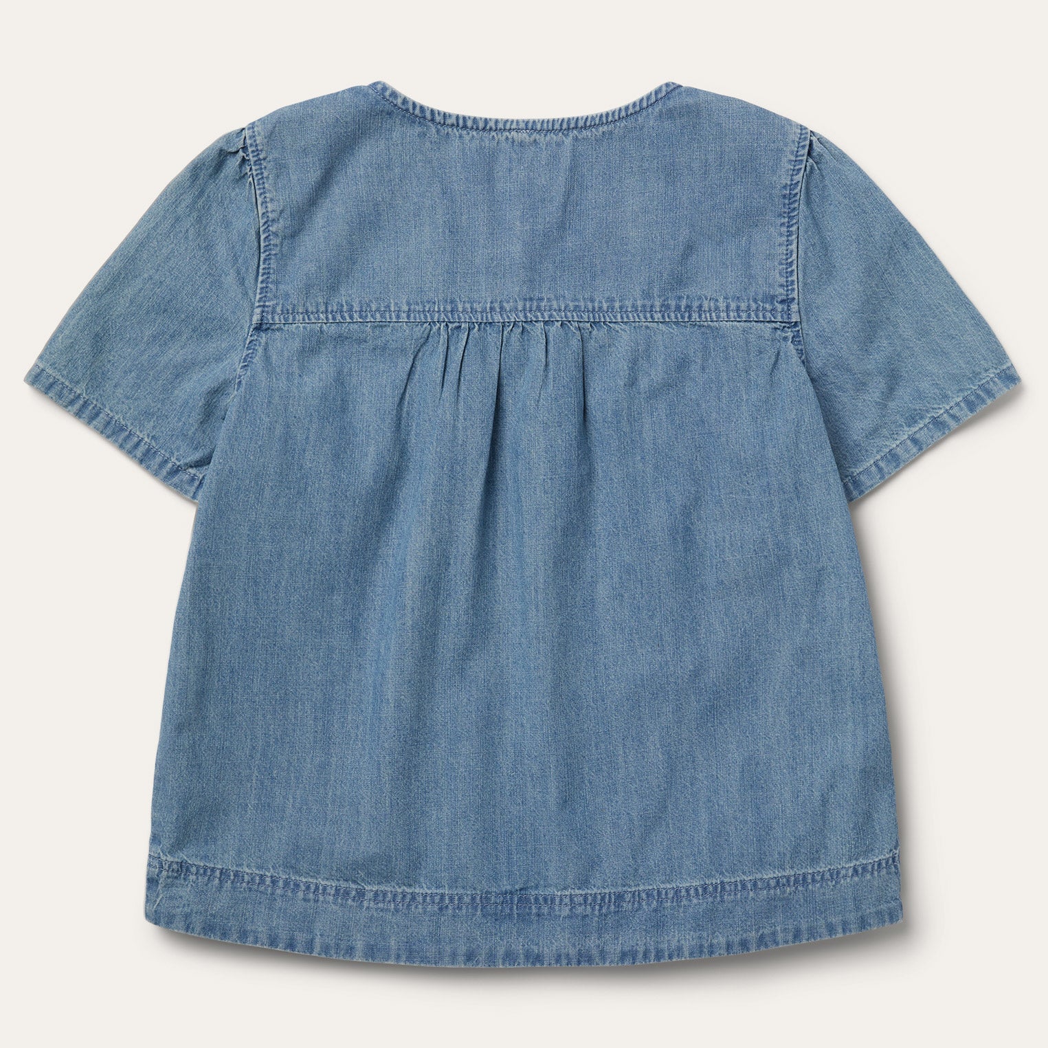 Short-Sleeved Denim Blouse