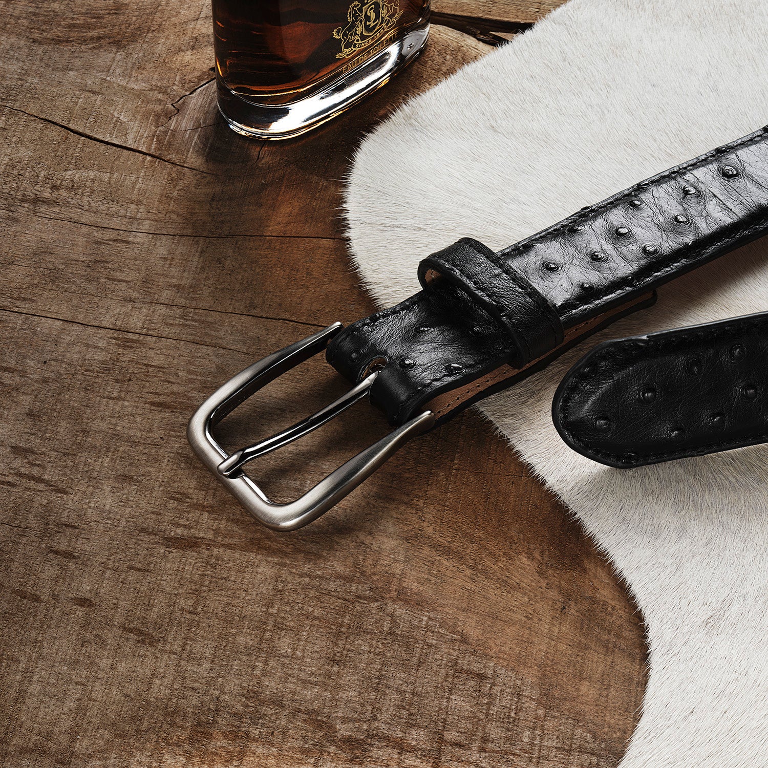 Ostrich Western Tab Belt - 1 1/4