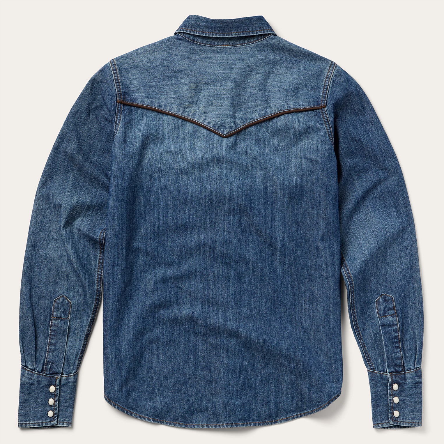 Piped Dark Denim Western Shirt