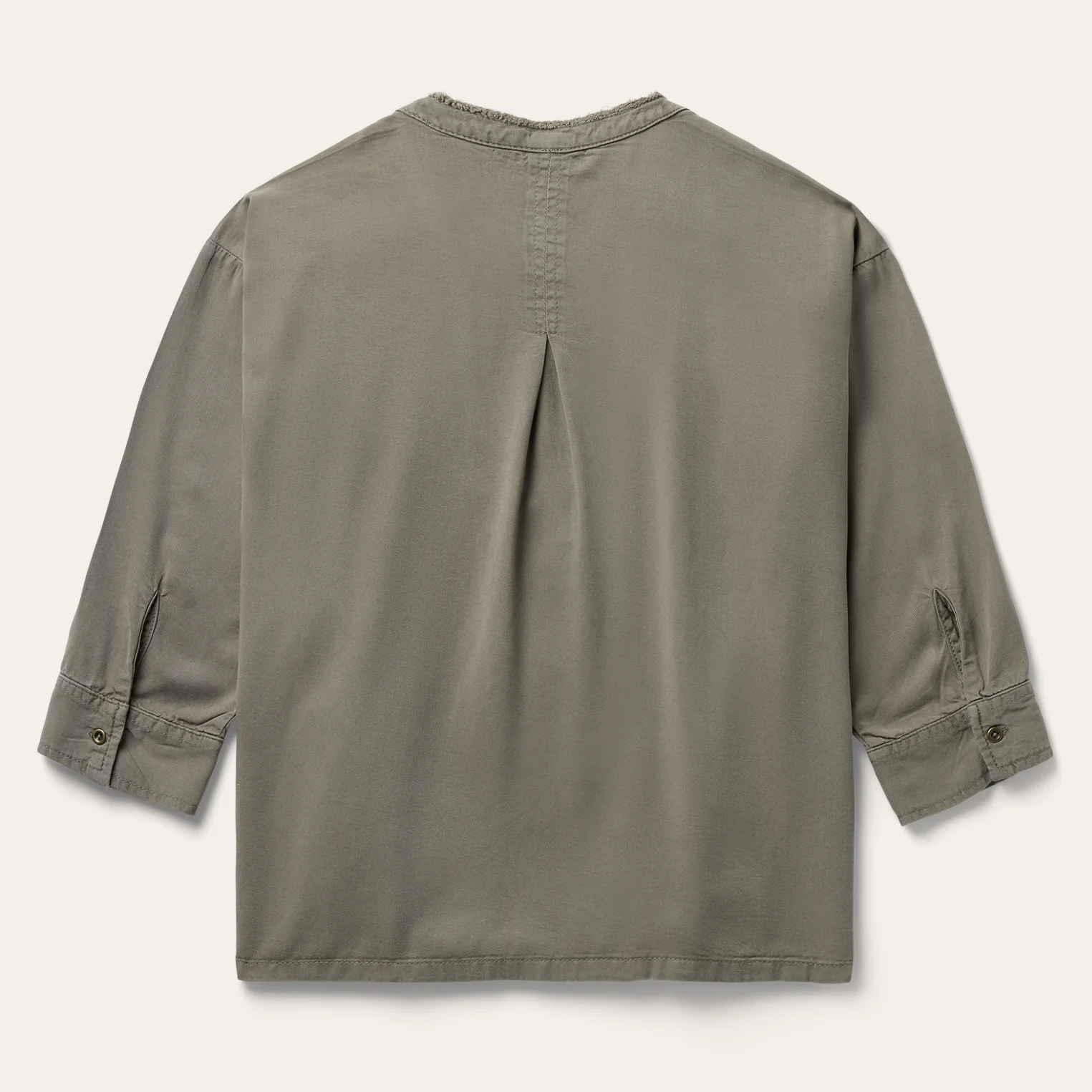 Olive Twill Peasant Blouse
