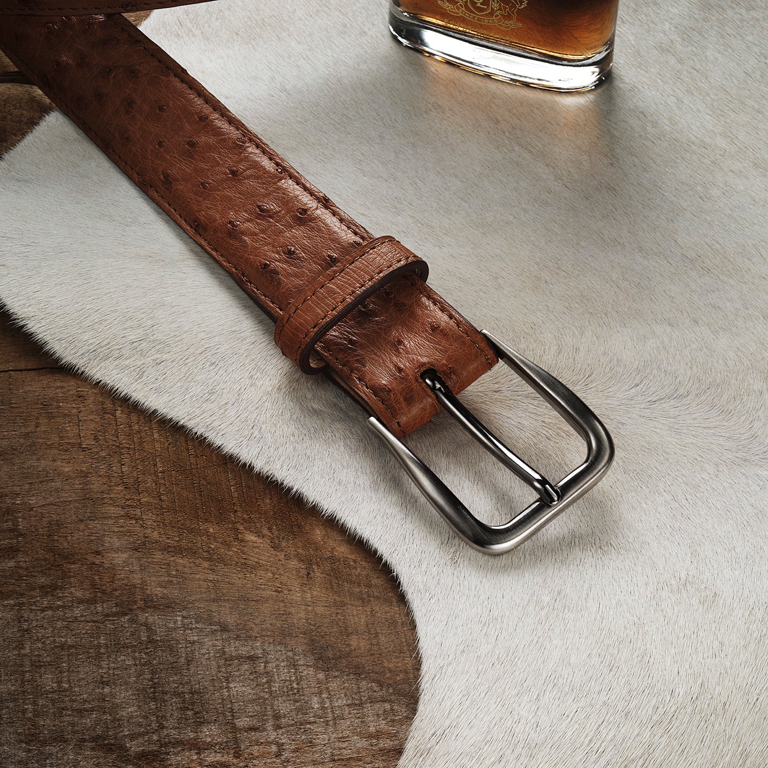 Ostrich Western Tab Belt - 1 1/4