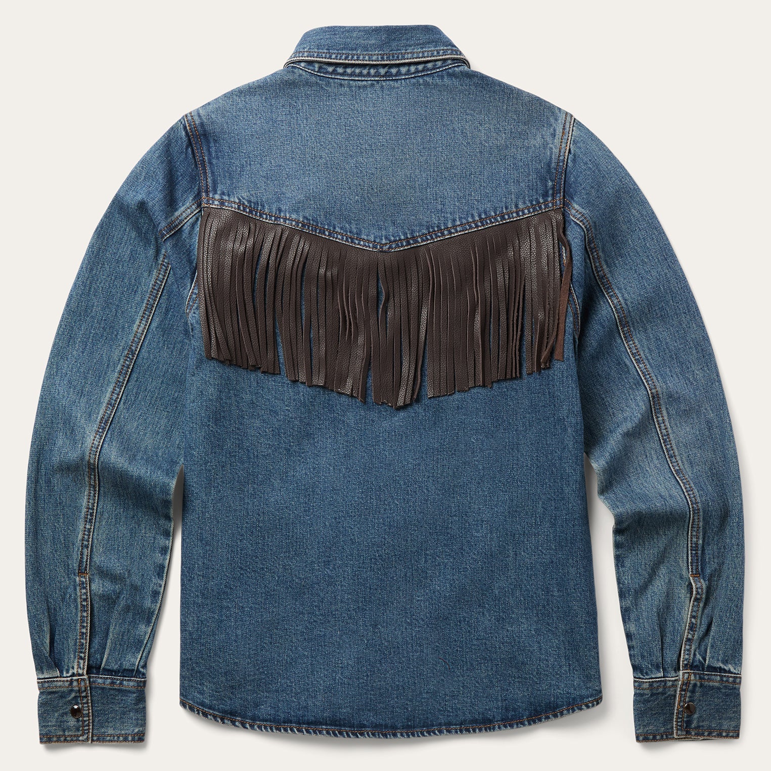 Leather Fringe Denim Shirt