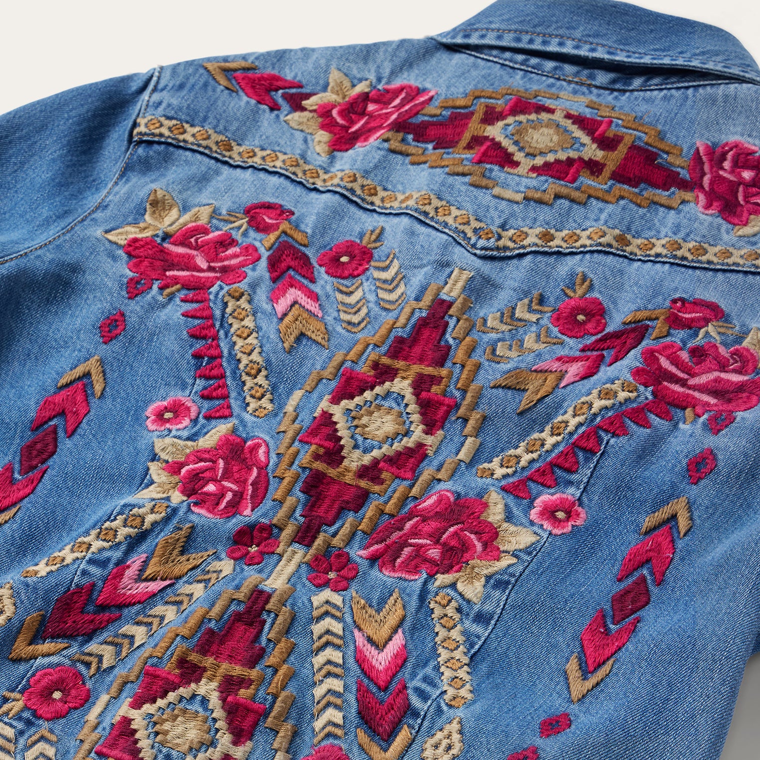 Embroidered Denim Shirt Dress