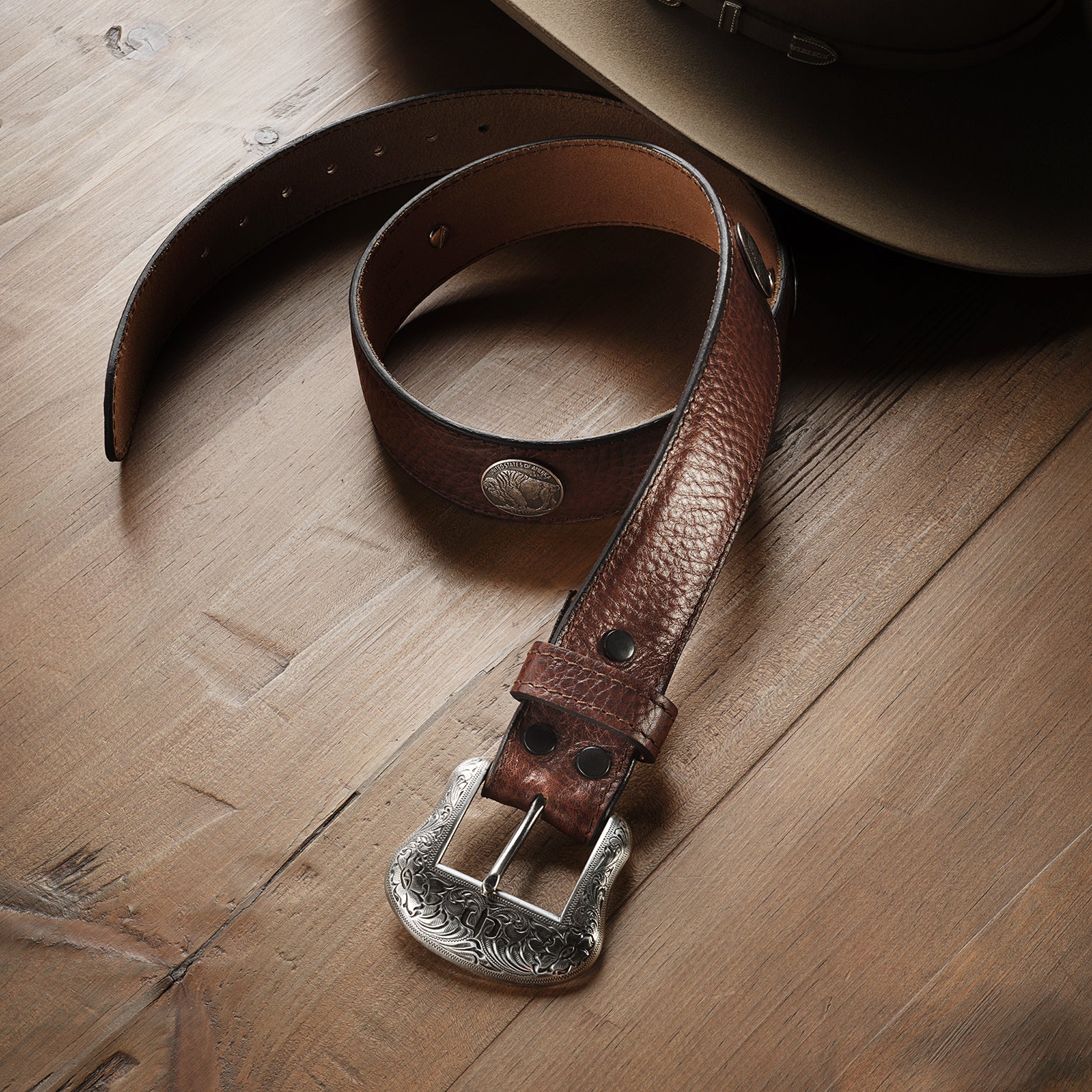 Bison Leather Concho Belt