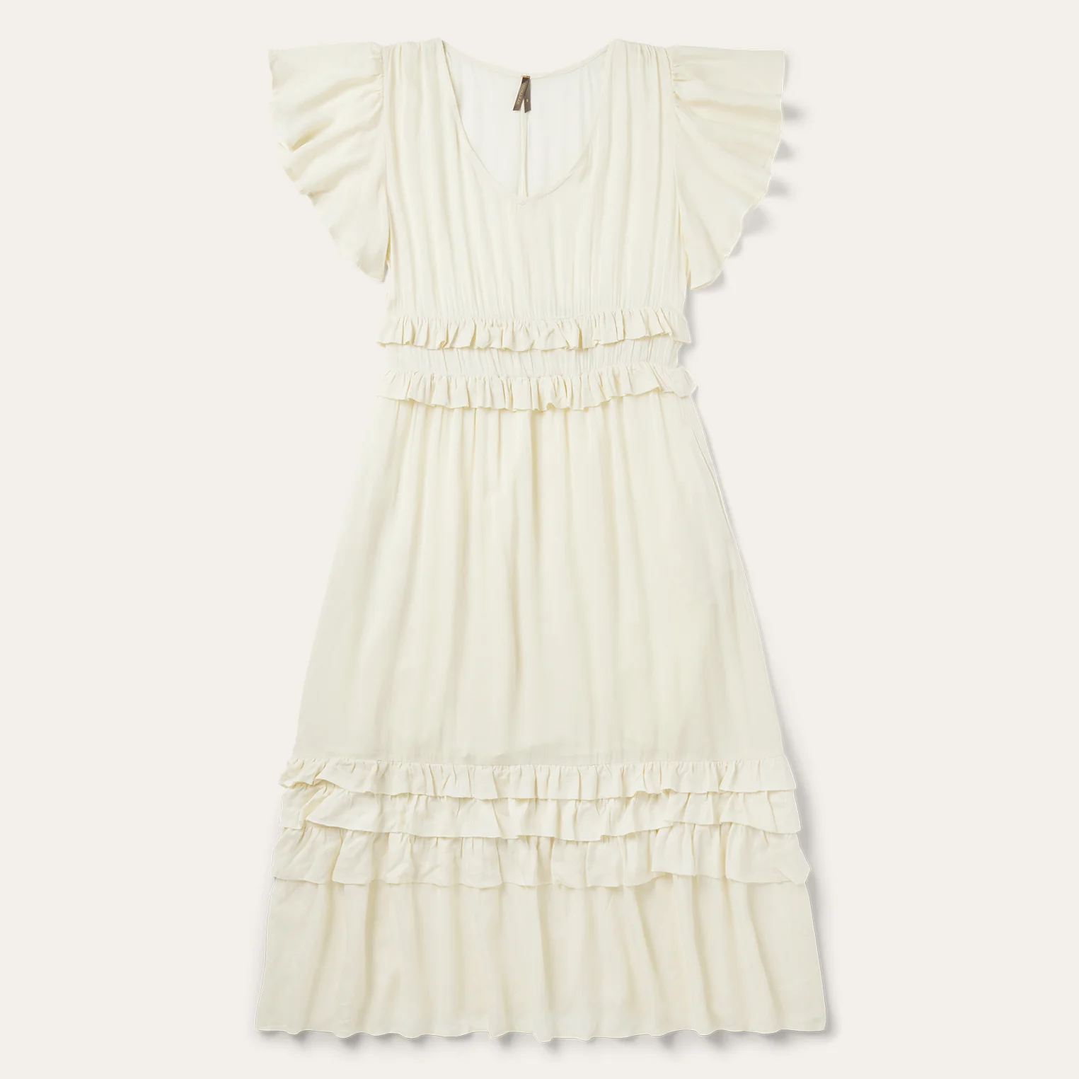 Cream Herringbone Dress