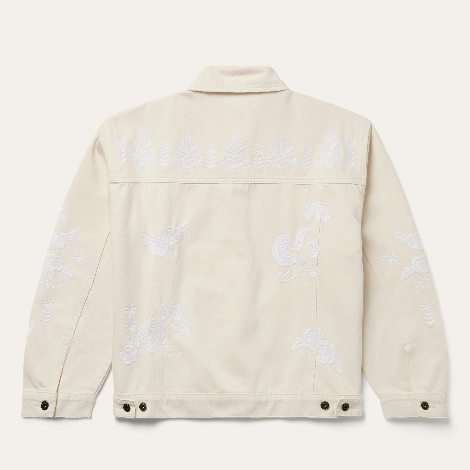 Embroidered Cream Denim Jacket