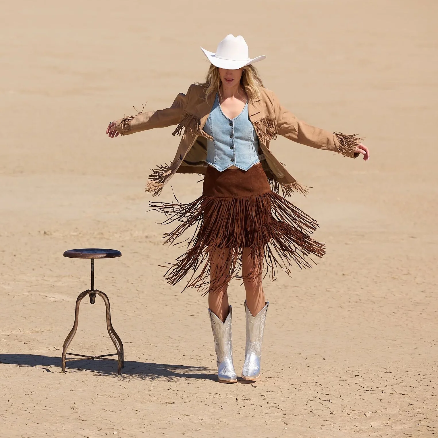 Suede Fringed Skirt