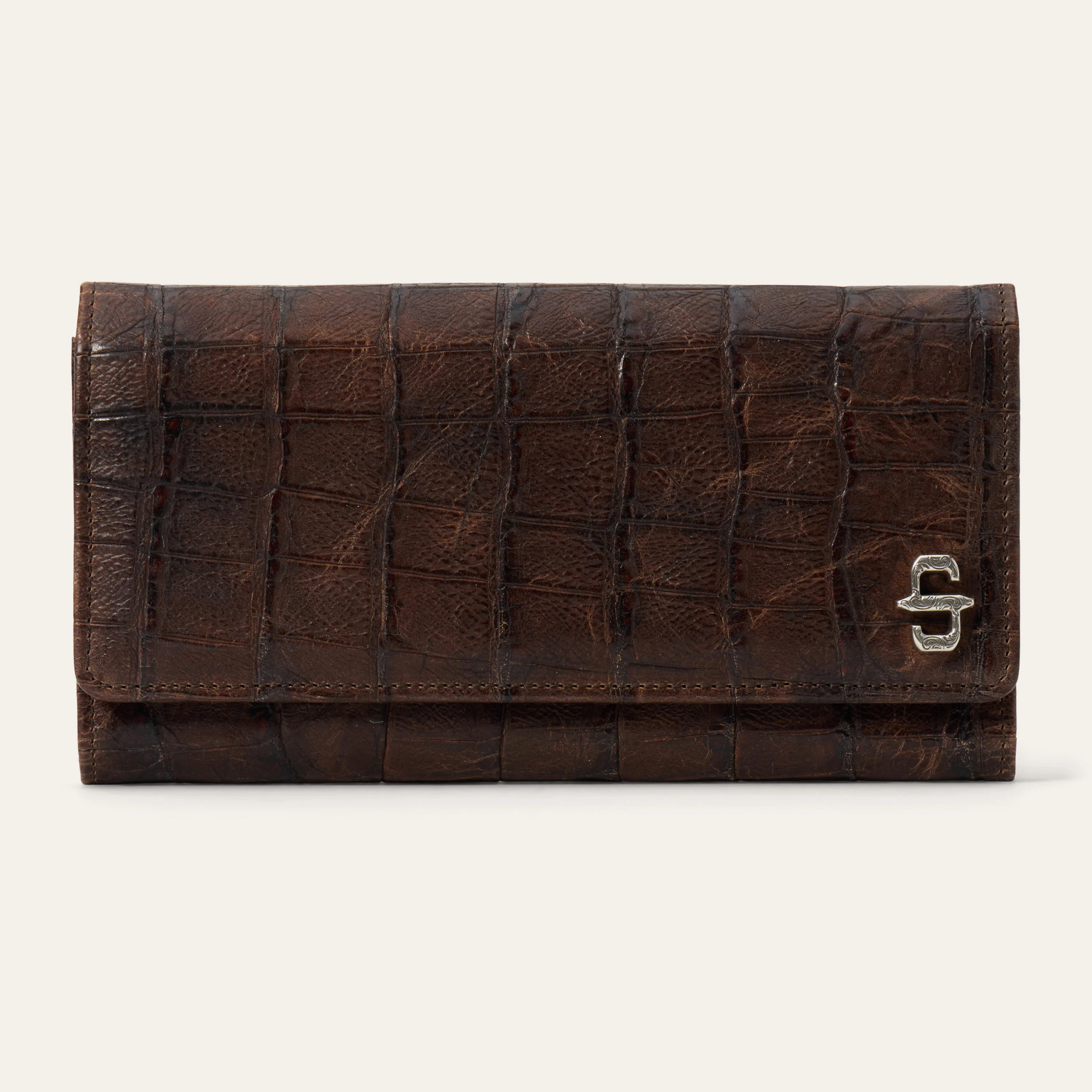 Croco Embossed Front Flap Wallet