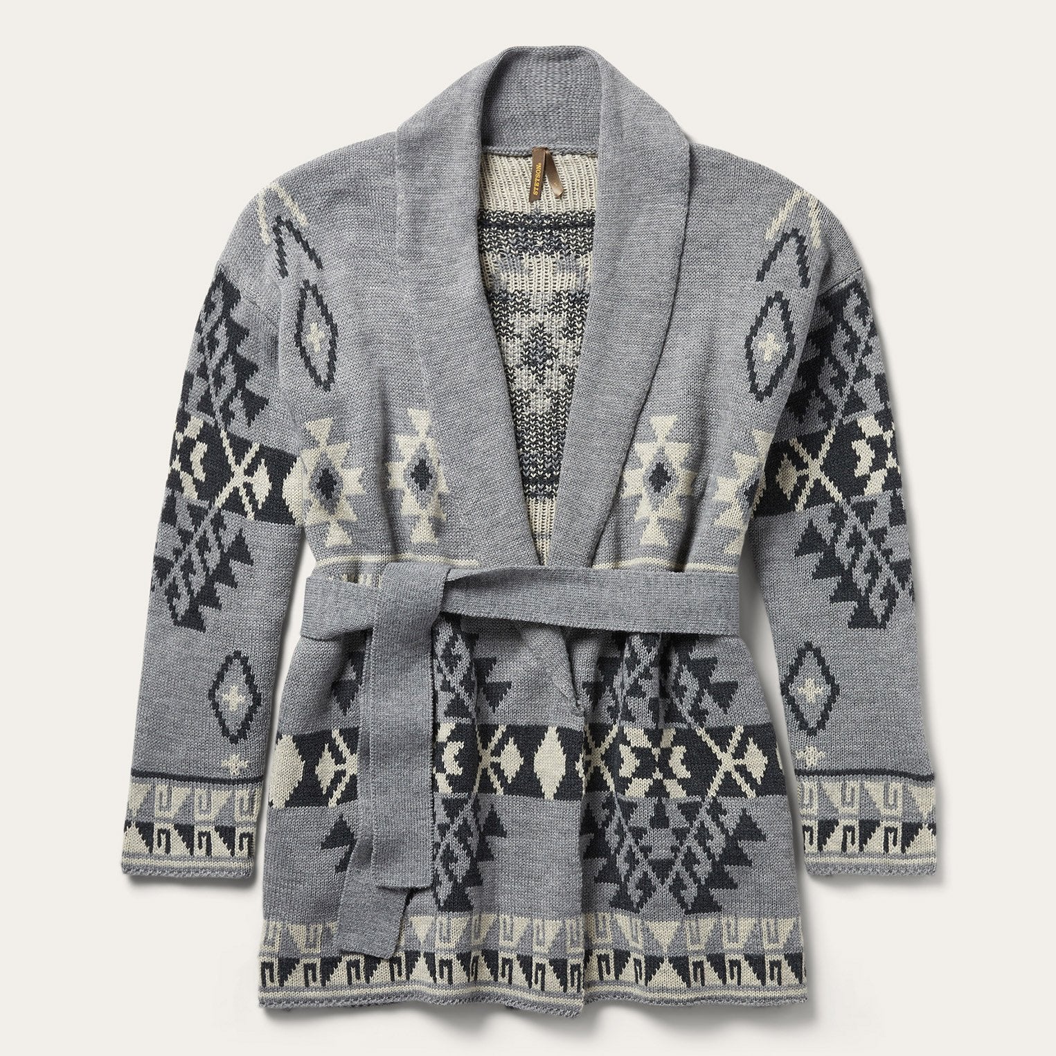 Chunky Knit Tie Sweater in Grey