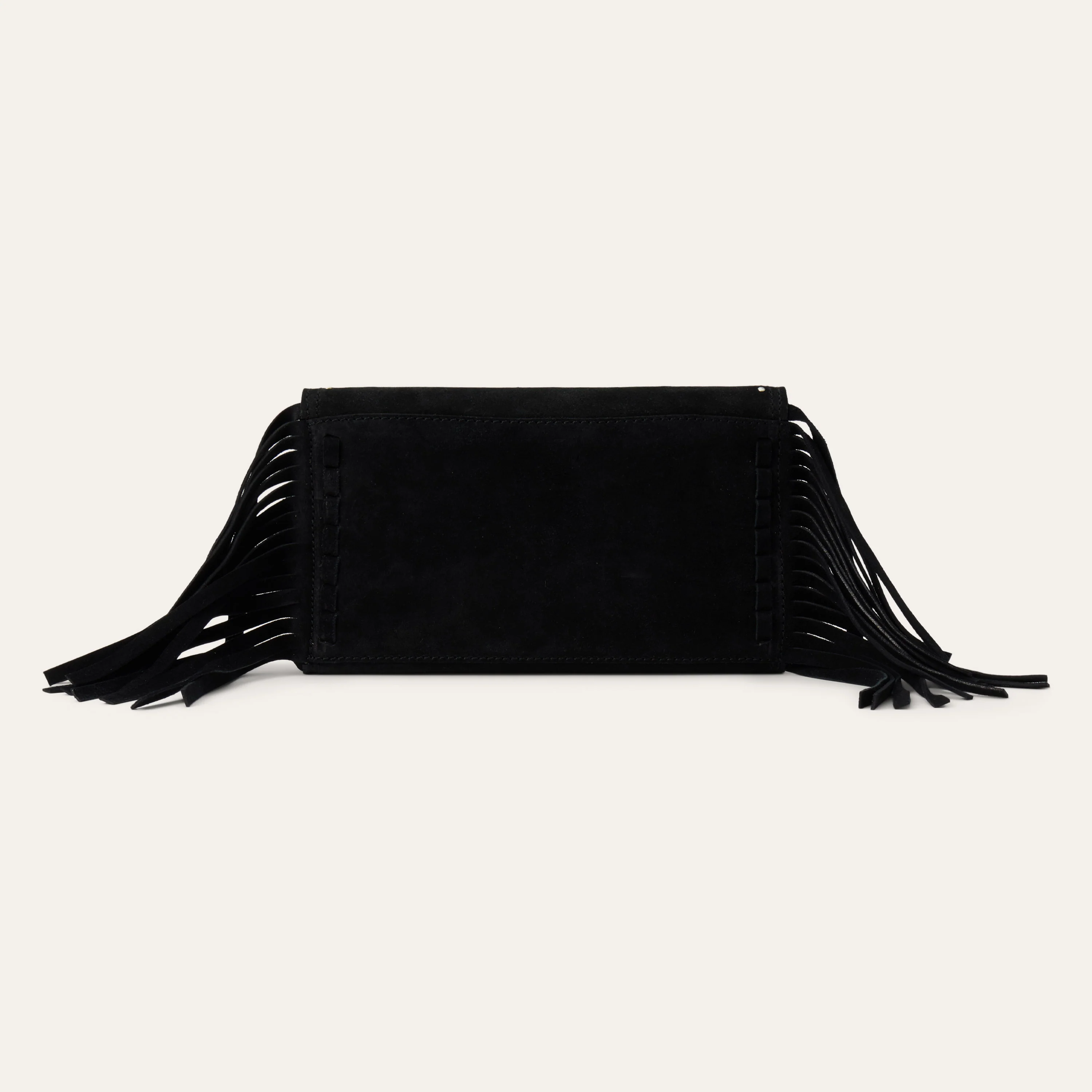 Spiral Suede Fringed Clutch